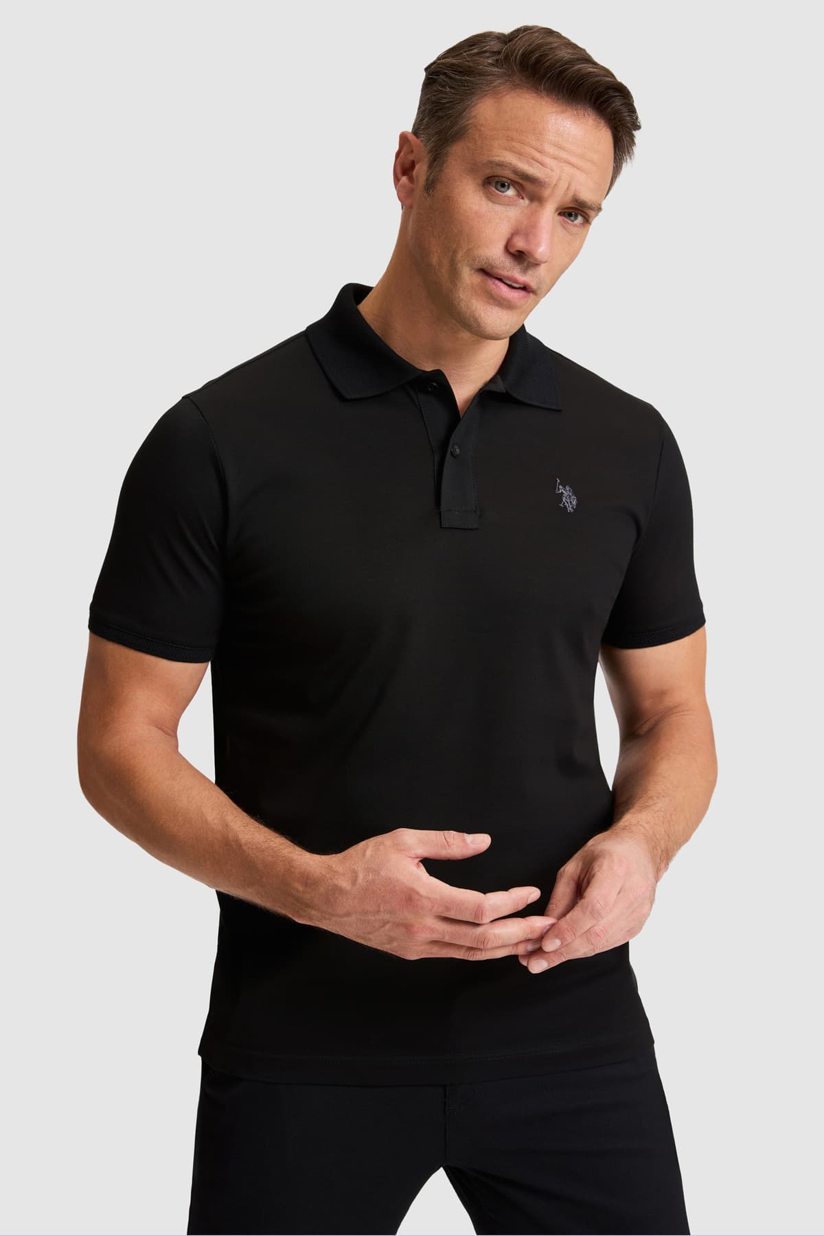 تیشرت مردانه U.S. Polo Assn. ساده مشکی فیت معمولی یقه پولو مدل 50322297-VR046 تیشرت مردانه U.S. Polo Assn. ساده مشکی فیت معمولی یقه پولو مدل 50322297-VR046