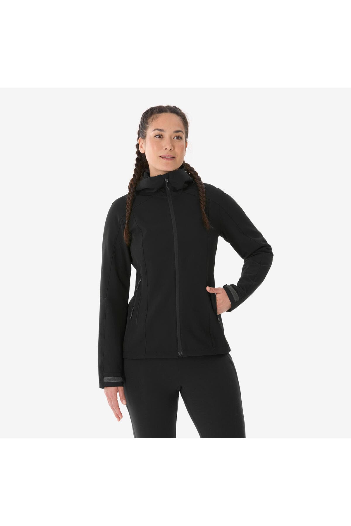 ژاکت سافتشل زنانه Decathlon Forclaz ضد باد مشکی مدل MT500 ژاکت سافتشل زنانه Decathlon Forclaz ضد باد مشکی مدل MT500