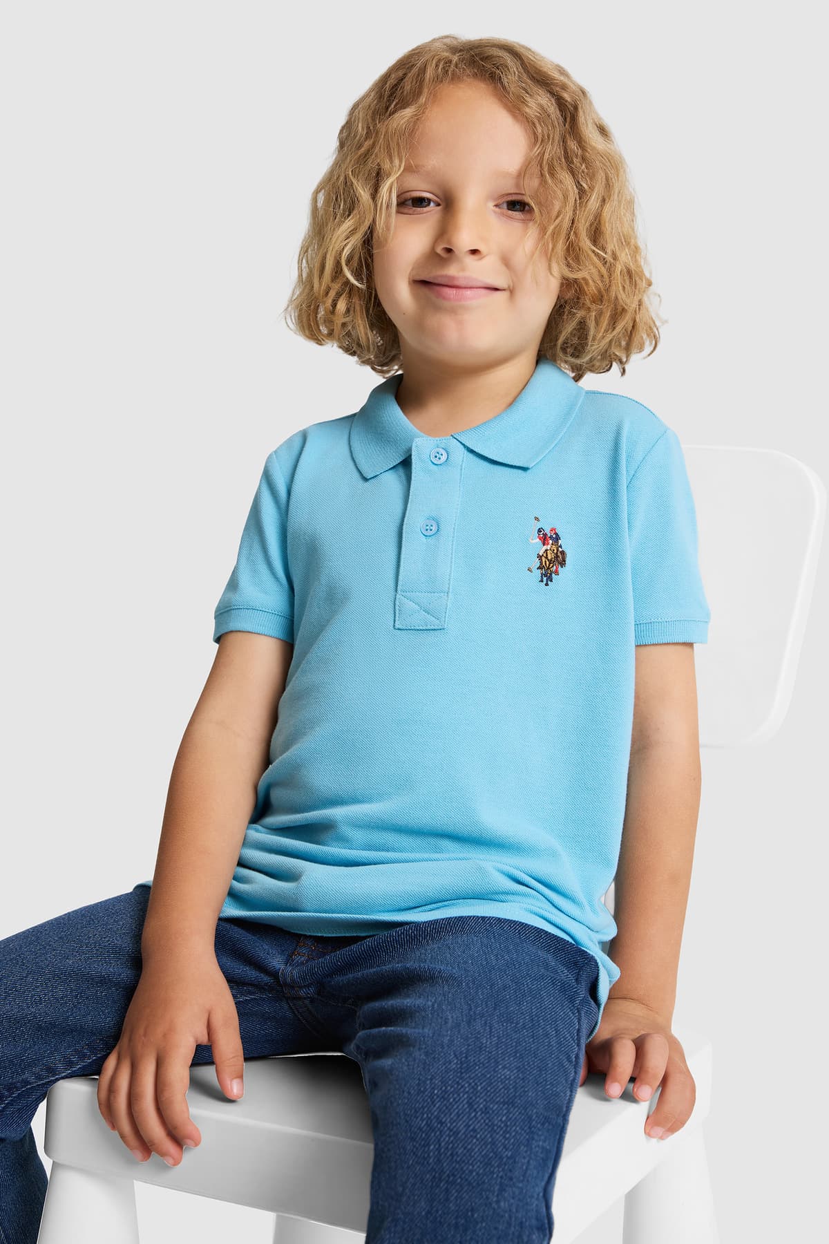 تیشرت پسرانه U.S. Polo Assn. یقه پولو ساده آبی مدل 50325608-VR007 تیشرت پسرانه U.S. Polo Assn. یقه پولو ساده آبی مدل 50325608-VR007