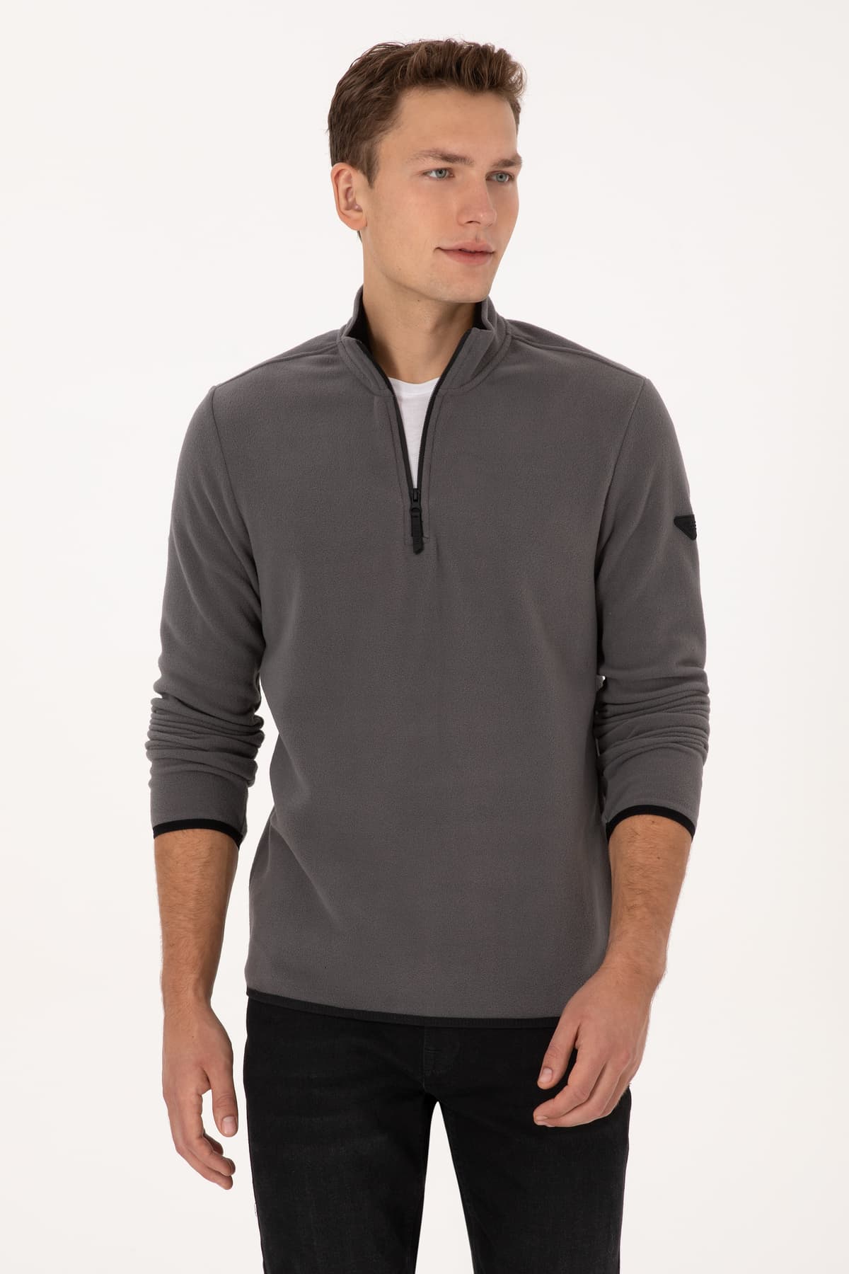 سویشرت مردانه U.S. Polo Assn. پلار طوسی فیت معمولی نیمزیپ مدل 50313777-VR024 سویشرت مردانه U.S. Polo Assn. پلار طوسی فیت معمولی نیمزیپ مدل 50313777-VR024