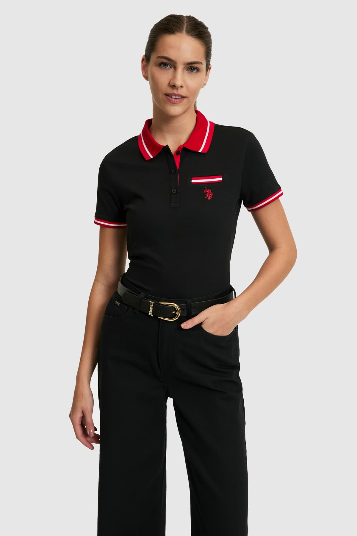 تیشرت زنانه U.S. Polo Assn. سفید یقه پولو ساده مدل 50323455-VR013 تیشرت زنانه U.S. Polo Assn. سفید یقه پولو ساده مدل 50323455-VR013