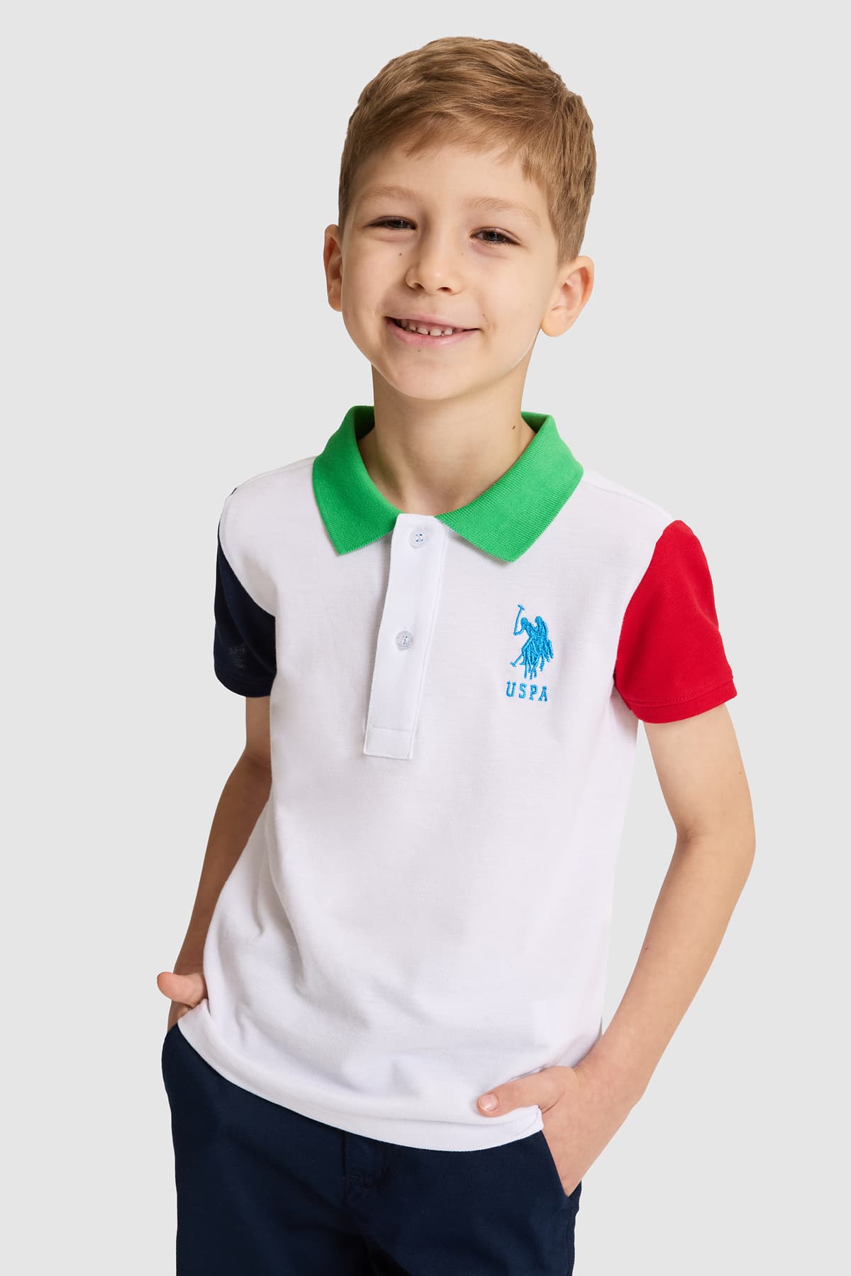 تیشرت پسرانه U.S. Polo Assn. سفید یقه پولو مدل 50325623-VR013 تیشرت پسرانه U.S. Polo Assn. سفید یقه پولو مدل 50325623-VR013