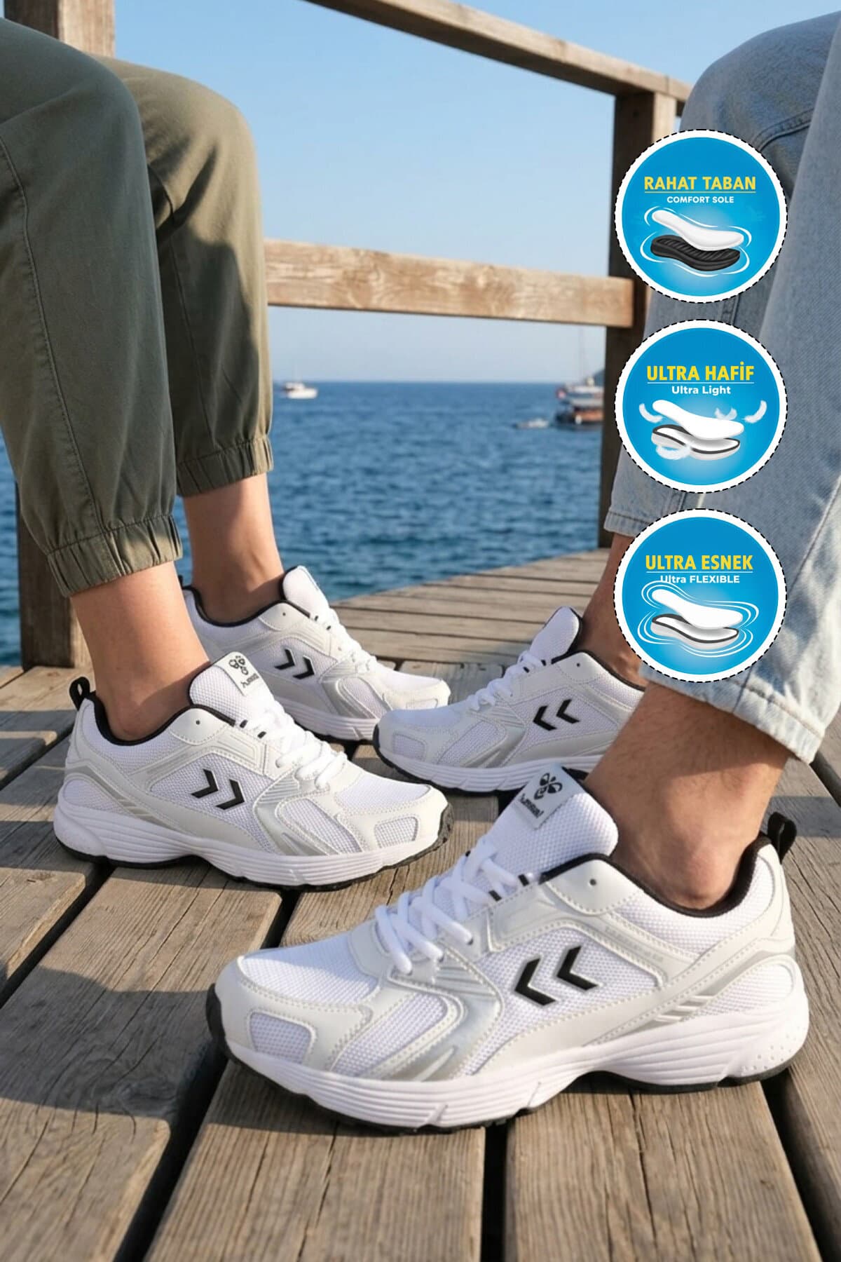 کفش پیادهروی و ورزشی مردانه hummel سفید و مشکی با جزئیات توری و زیره سبک Hml 930 کفش پیادهروی و ورزشی مردانه hummel سفید و مشکی با جزئیات توری و زیره سبک Hml 930
