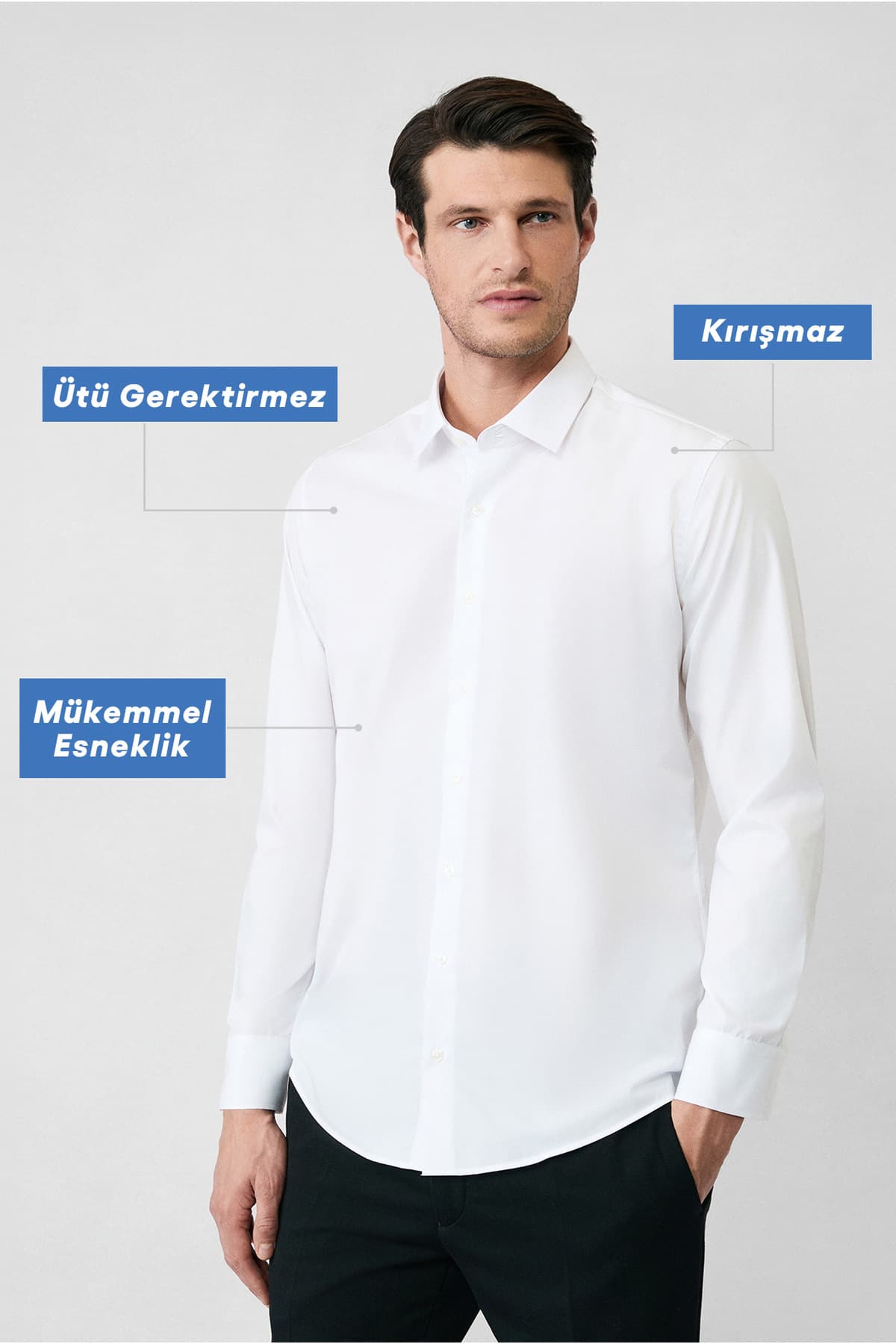 پیراهن کلاسیک نخی آستینبلند Kiğılı Slim Fit بدون نیاز به اتو پیراهن کلاسیک نخی آستینبلند Kiğılı Slim Fit بدون نیاز به اتو