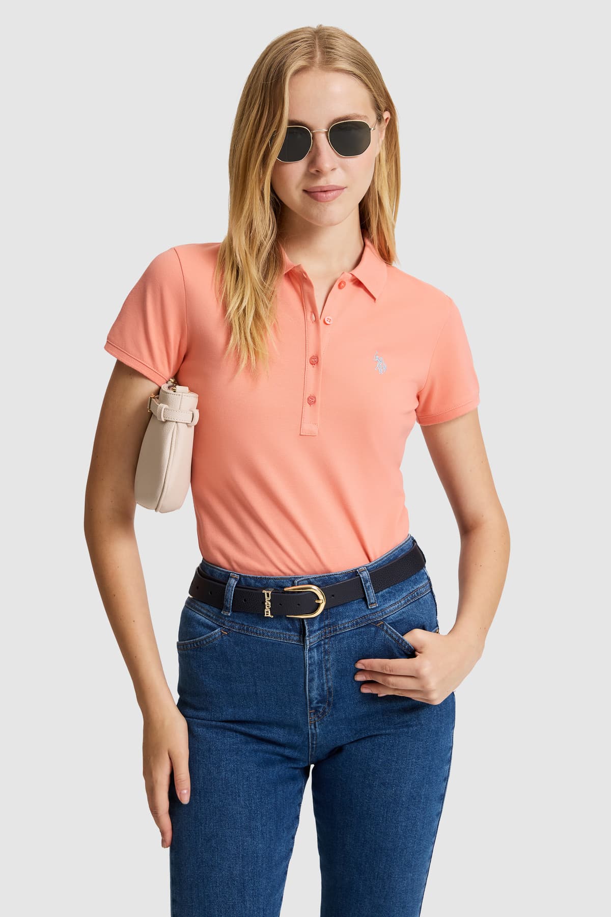 تیشرت زنانه U.S. Polo Assn. یقه پولو سالمونی مدل 50321818-VR204 تیشرت زنانه U.S. Polo Assn. یقه پولو سالمونی مدل 50321818-VR204