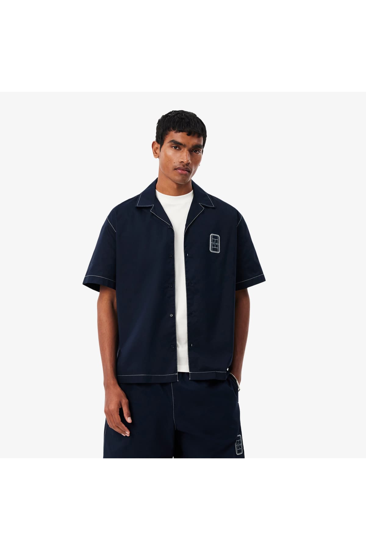 پیراهن مردانه Lacoste فیت ریلکس آستین کوتاه سرمهای پیراهن مردانه Lacoste فیت ریلکس آستین کوتاه سرمهای