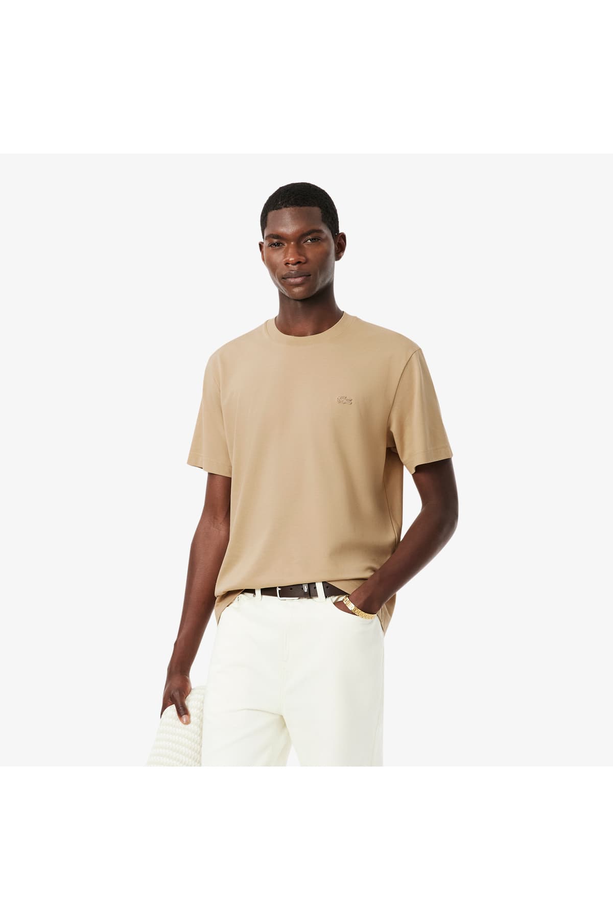 تیشرت مردانه Lacoste فیت کلاسیک یقه گرد بژ تیشرت مردانه Lacoste فیت کلاسیک یقه گرد بژ