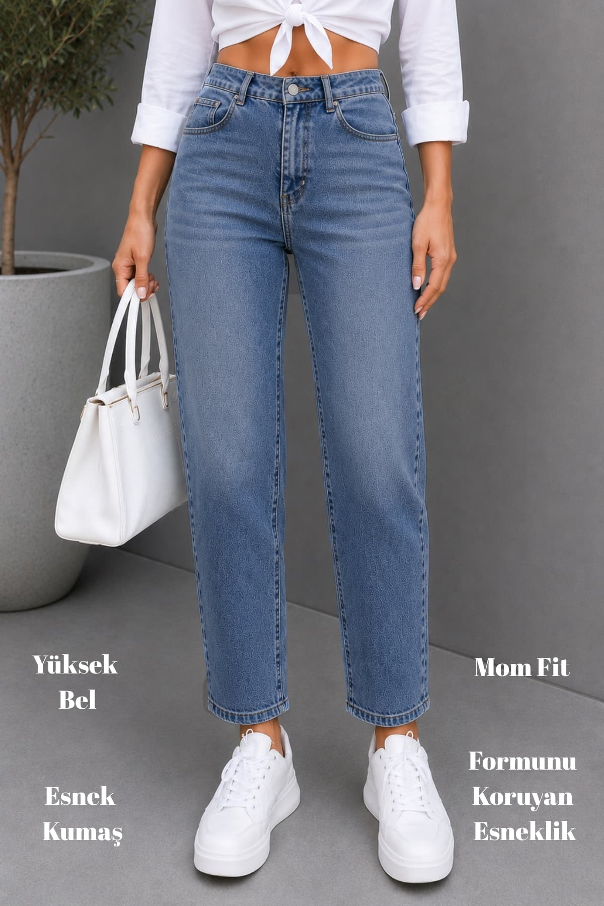 شلوار جین زنانه CEDY DENIM فیت مام کمر بلند بویفرند کشی آبی روشن مدل C599-A.mavi شلوار جین زنانه CEDY DENIM فیت مام کمر بلند بویفرند کشی آبی روشن مدل C599-A.mavi
