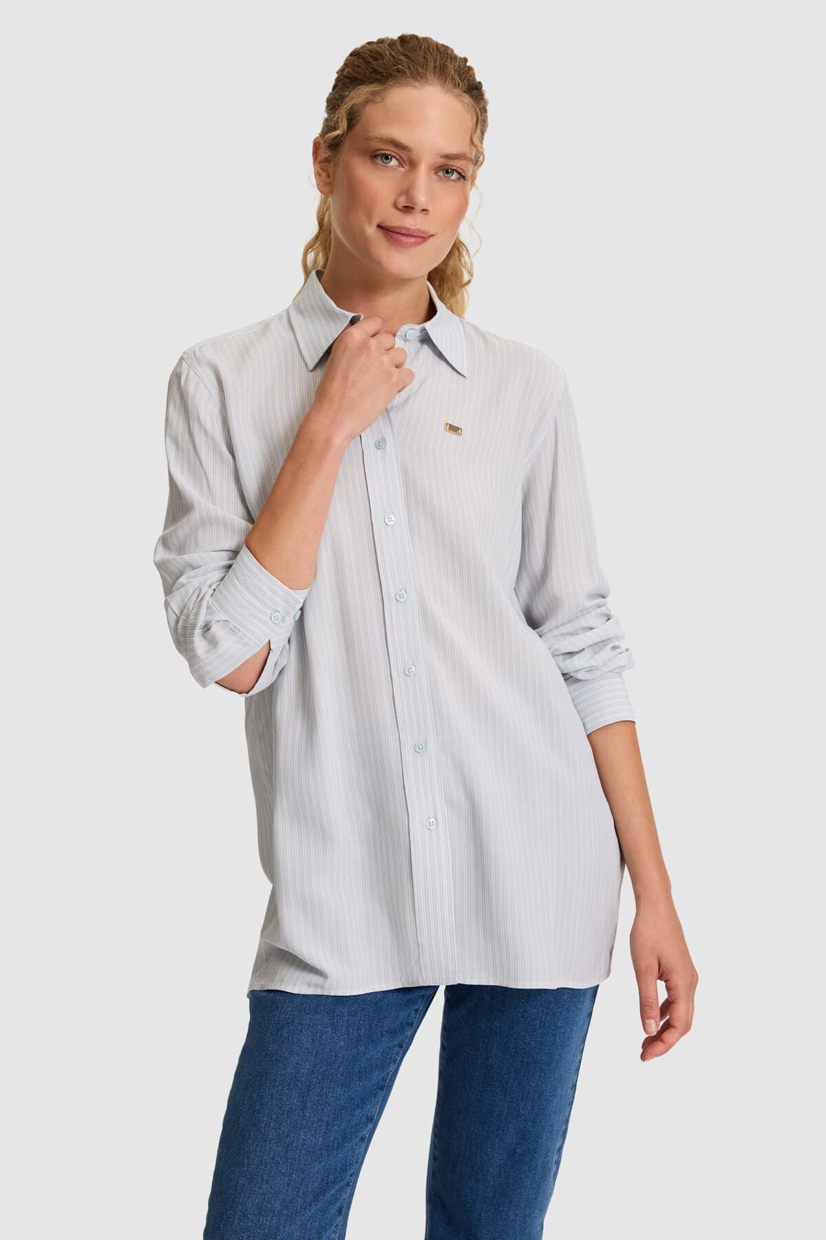پیراهن زنانه U.S. Polo Assn. آبی روشن آستین بلند مدل 50324758-VR003 پیراهن زنانه U.S. Polo Assn. آبی روشن آستین بلند مدل 50324758-VR003