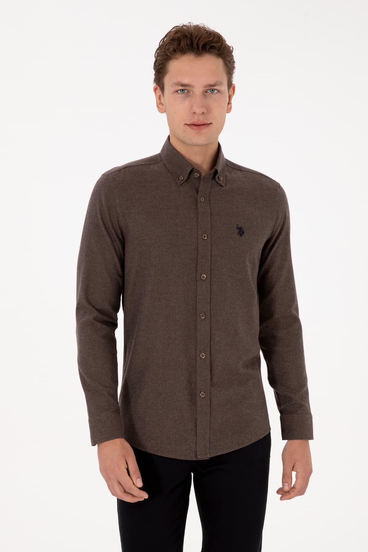 پیراهن مردانه U.S. Polo Assn. قهوهای آستینبلند ساده مدل 50316721-VR029 پیراهن مردانه U.S. Polo Assn. قهوهای آستینبلند ساده مدل 50316721-VR029
