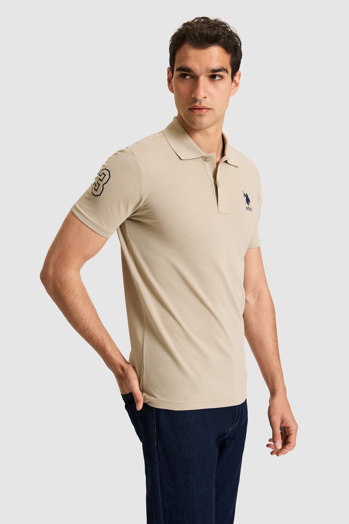 تیشرت مردانه U.S. Polo Assn. یقه پولو فیت اسلیم خاکی روشن مدل 50326920-VR183 تیشرت مردانه U.S. Polo Assn. یقه پولو فیت اسلیم خاکی روشن مدل 50326920-VR183