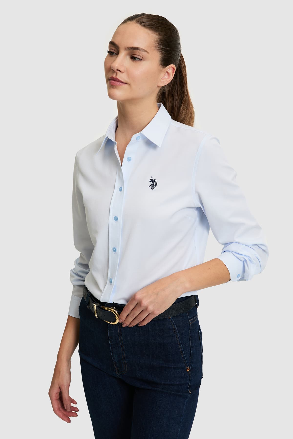 پیراهن زنانه U.S. Polo Assn. آستینبلند ساده سرمهای مدل 50324791-VR033 پیراهن زنانه U.S. Polo Assn. آستینبلند ساده سرمهای مدل 50324791-VR033