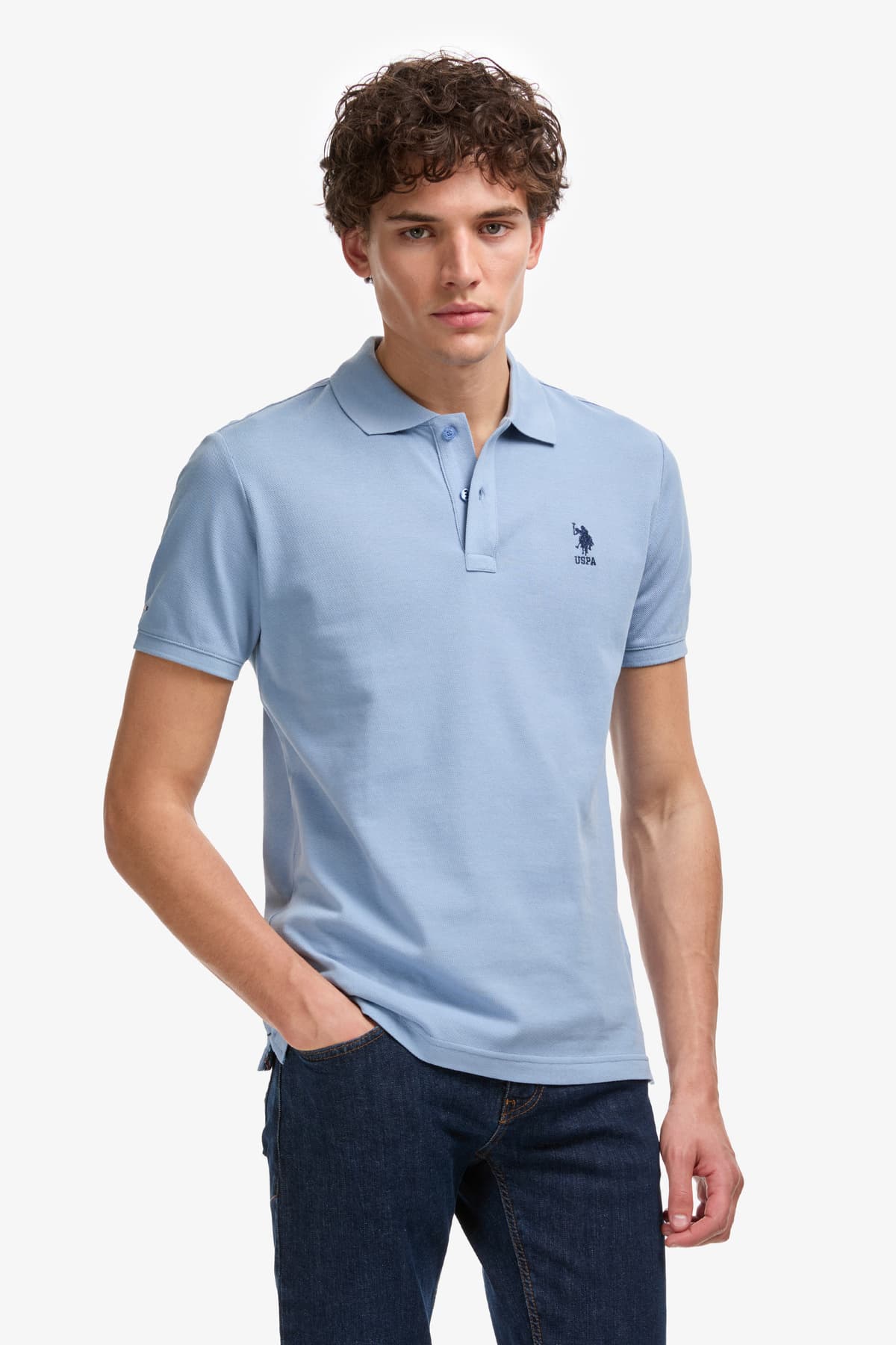 تیشرت مردانه U.S. Polo Assn. فیت اسلیم یقه پولو آبی بیسیک مدل 50322304-VR036 تیشرت مردانه U.S. Polo Assn. فیت اسلیم یقه پولو آبی بیسیک مدل 50322304-VR036