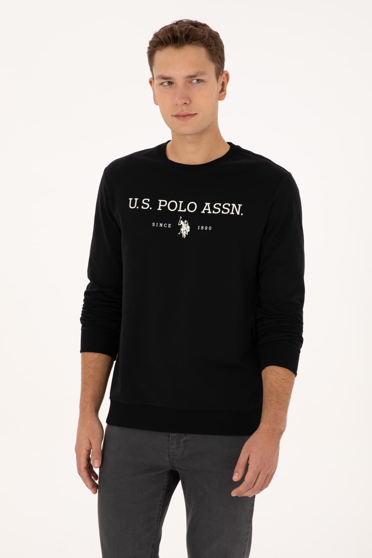 سوئیشرت مردانه U.S. Polo Assn. فیت معمولی یقه گرد مشکی نازک مدل 50313743-VR046 سوئیشرت مردانه U.S. Polo Assn. فیت معمولی یقه گرد مشکی نازک مدل 50313743-VR046