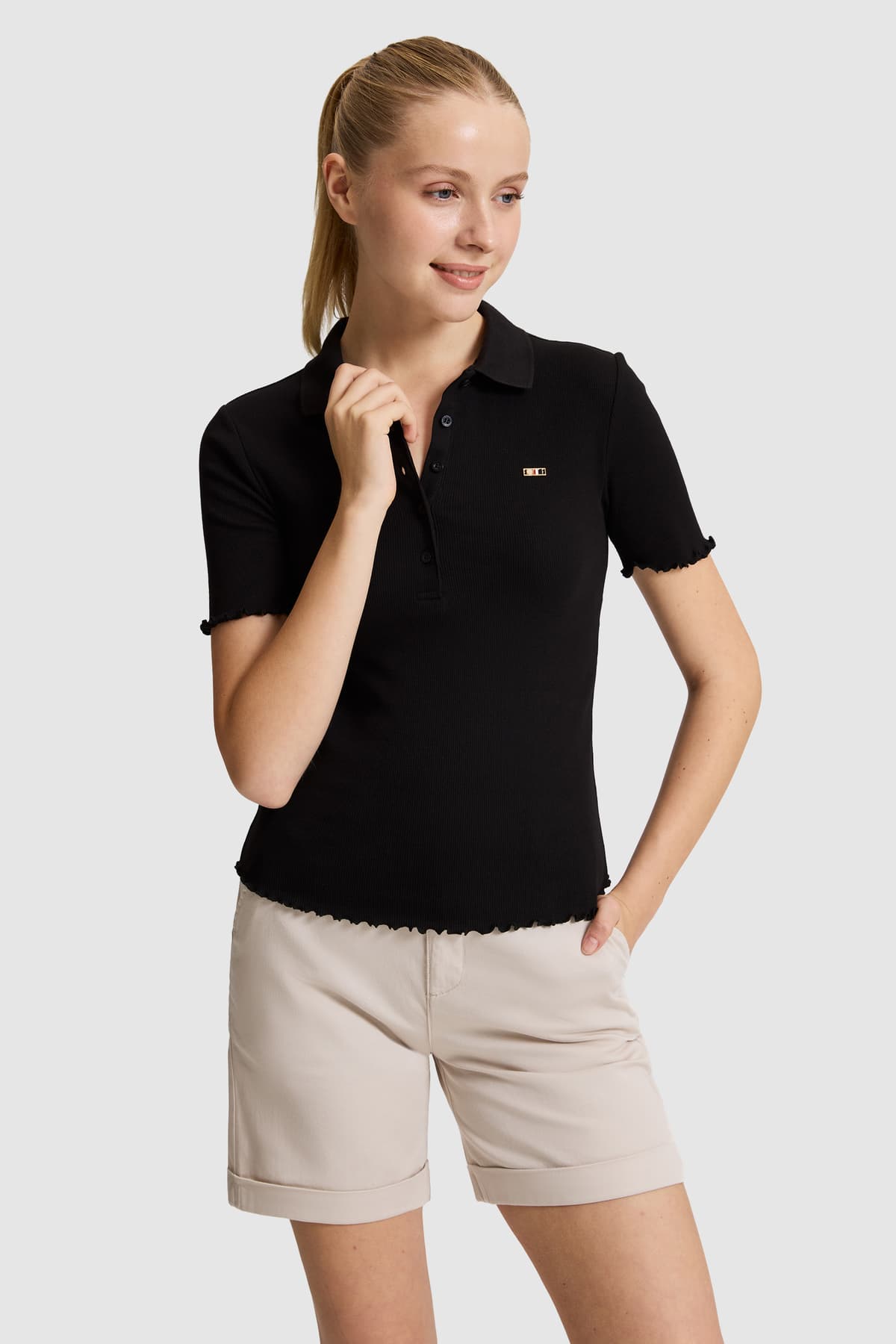 تیشرت زنانه یقه پولو مشکی U.S. Polo Assn. مدل 50323563-VR046 تیشرت زنانه یقه پولو مشکی U.S. Polo Assn. مدل 50323563-VR046