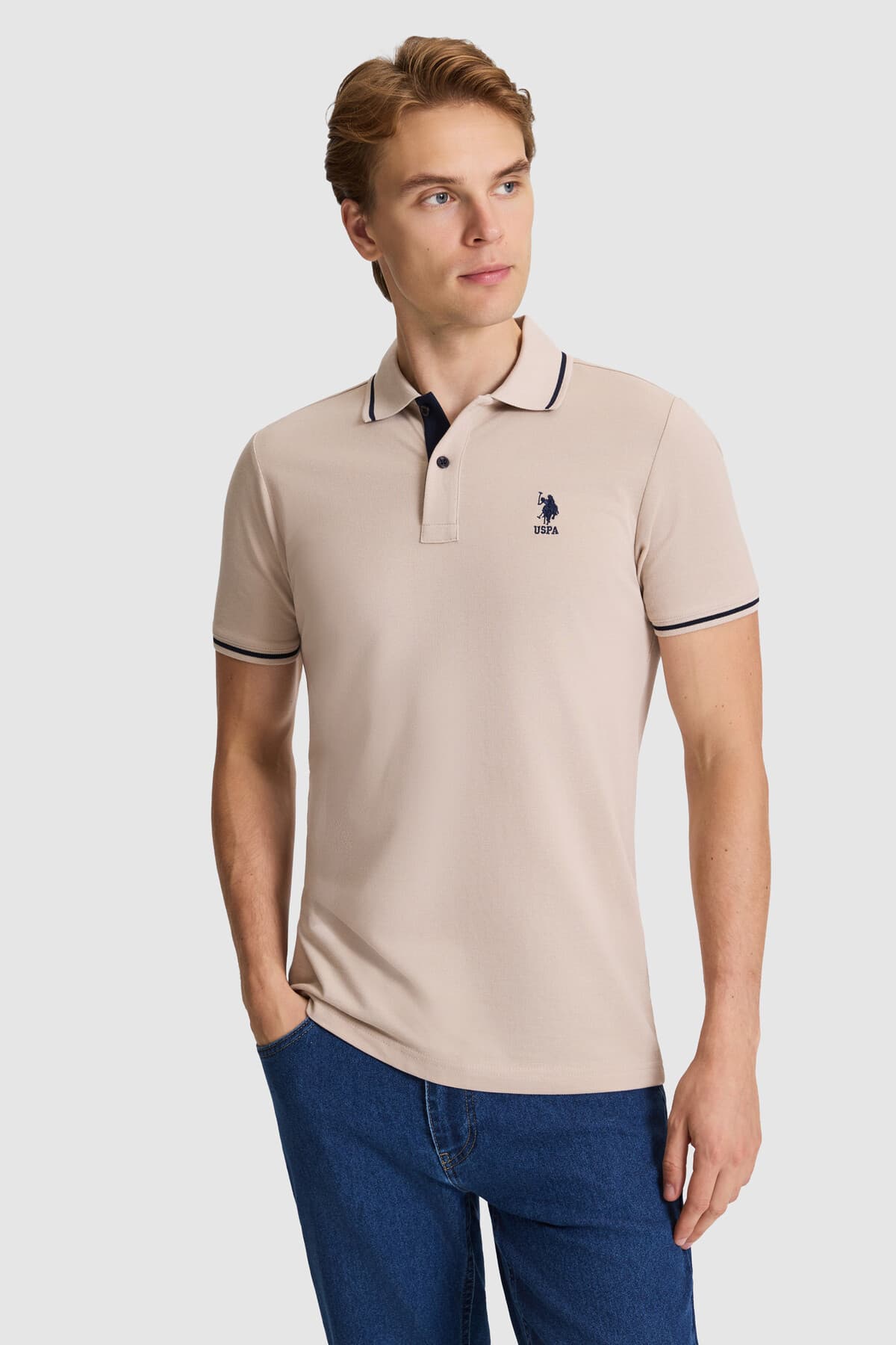تیشرت مردانه U.S. Polo Assn. اسلیم فیت یقه Polo بیسیک رنگ سنگی مدل 50326975-VR049 تیشرت مردانه U.S. Polo Assn. اسلیم فیت یقه Polo بیسیک رنگ سنگی مدل 50326975-VR049