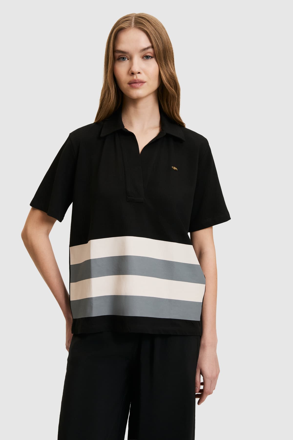 تیشرت یقهپولو زنانه U.S. Polo Assn. مشکی مدل 50319995-VR046 تیشرت یقهپولو زنانه U.S. Polo Assn. مشکی مدل 50319995-VR046