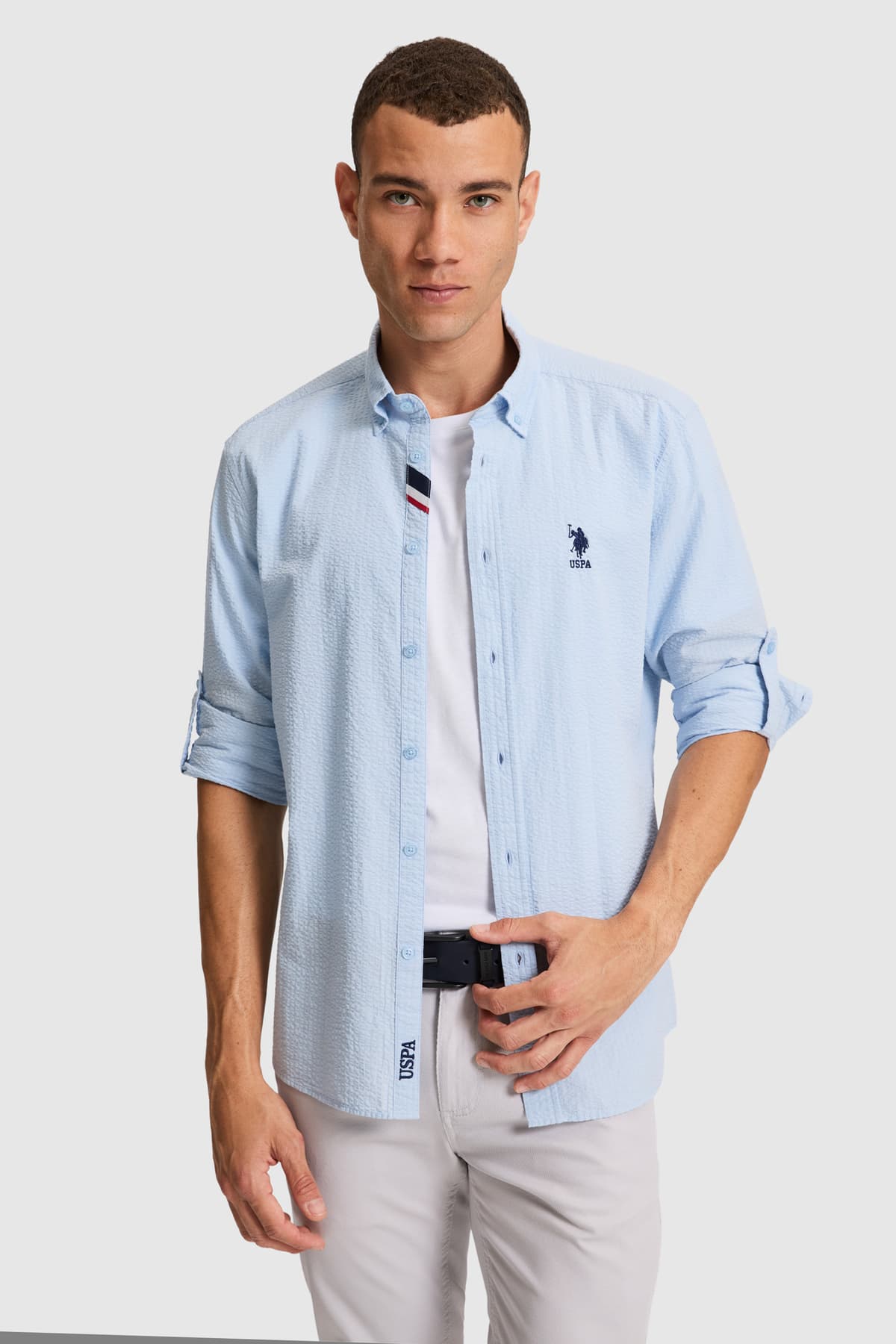 پیراهن مردانه U.S. Polo Assn. آبی روشن آستین بلند ساده مدل 50324638-VR003 پیراهن مردانه U.S. Polo Assn. آبی روشن آستین بلند ساده مدل 50324638-VR003