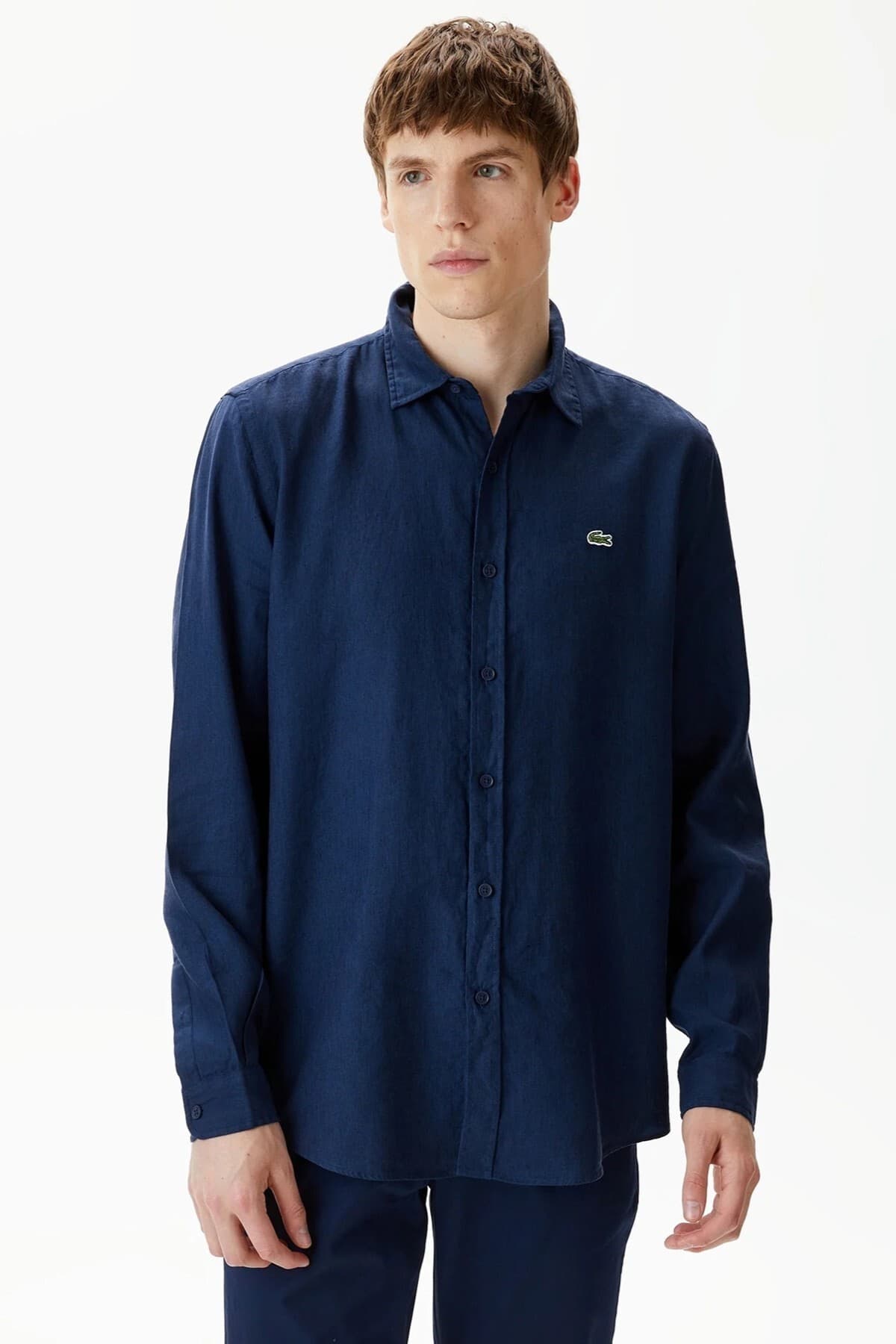 پیراهن کتانی آبی روشن مردانه Lacoste مدل Regular Fit پیراهن کتانی آبی روشن مردانه Lacoste مدل Regular Fit