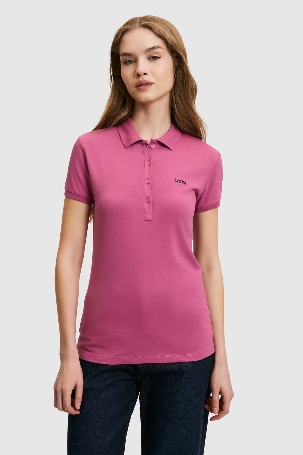 تیشرت زنانه یقه پولو ساده U.S. Polo Assn. فوچیا مدل 50323461-VR023 تیشرت زنانه یقه پولو ساده U.S. Polo Assn. فوچیا مدل 50323461-VR023