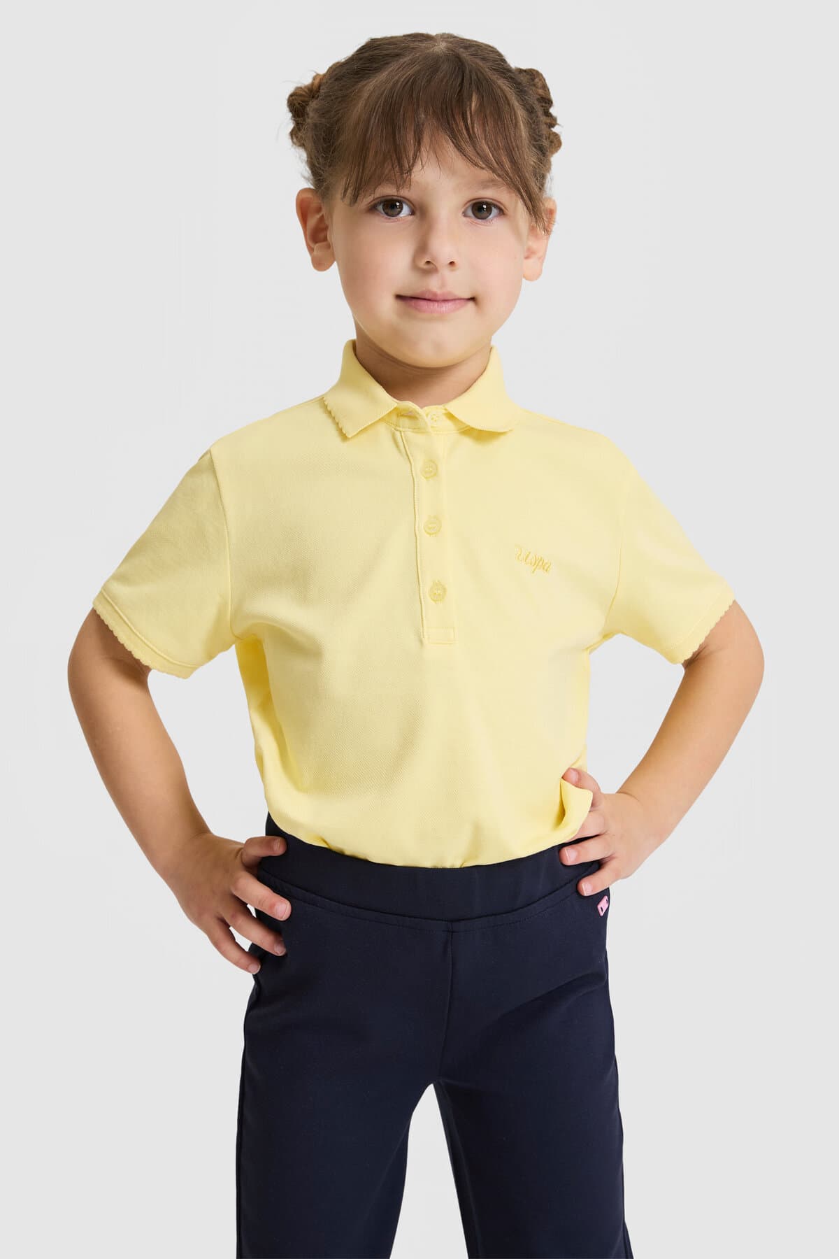 تیشرت دخترانه یقه پولو U.S. Polo Assn. ساده زرد روشن مدل 50328218-VR004 تیشرت دخترانه یقه پولو U.S. Polo Assn. ساده زرد روشن مدل 50328218-VR004