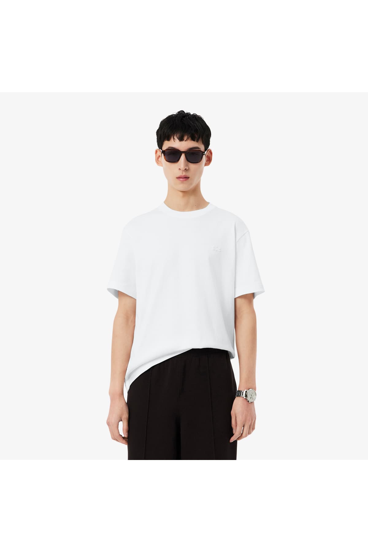 تیشرت مردانه Lacoste فیت کلاسیک یقه گرد چاپدار سفید تیشرت مردانه Lacoste فیت کلاسیک یقه گرد چاپدار سفید