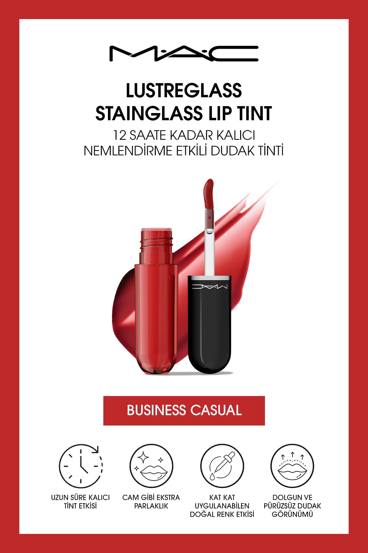 تینت لب Mac Lustreglass StainGlass ماندگاری ۱۲ ساعته Business Casual تینت لب Mac Lustreglass StainGlass ماندگاری ۱۲ ساعته Business Casual