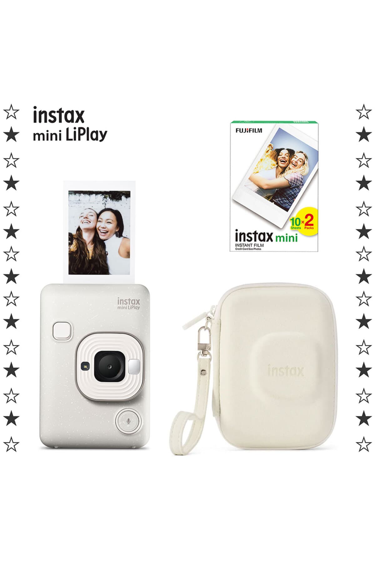 دوربین فوری Fujifilm Instax mini LiPlay سفید مهای ست هدیه با فیلم 20 تایی دوربین فوری Fujifilm Instax mini LiPlay سفید مهای ست هدیه با فیلم 20 تایی