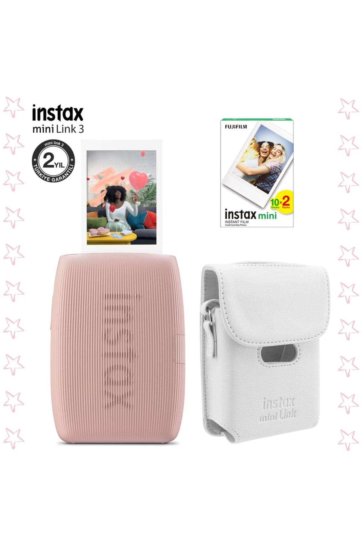 پرینتر موبایل Fujifilm Instax Mini Link 3 صورتی کیف سفید و 20 فیلم Mini پرینتر موبایل Fujifilm Instax Mini Link 3 صورتی کیف سفید و 20 فیلم Mini