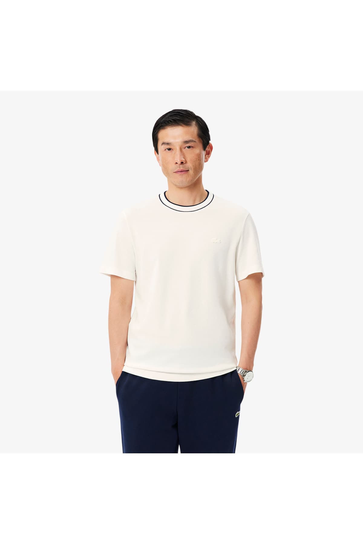 تیشرت مردانه Lacoste فیت معمولی یقه گرد سفید تیشرت مردانه Lacoste فیت معمولی یقه گرد سفید