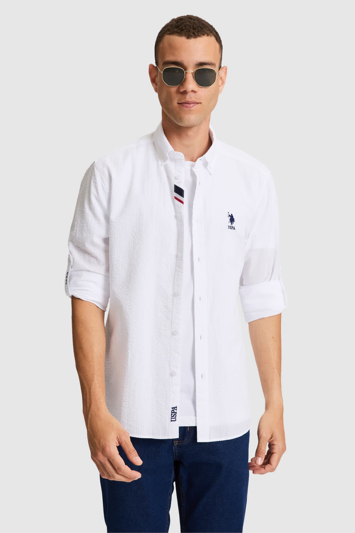پیراهن مردانه U.S. Polo Assn. سفید آستینبلند ساده مدل 50324638-VR013 پیراهن مردانه U.S. Polo Assn. سفید آستینبلند ساده مدل 50324638-VR013