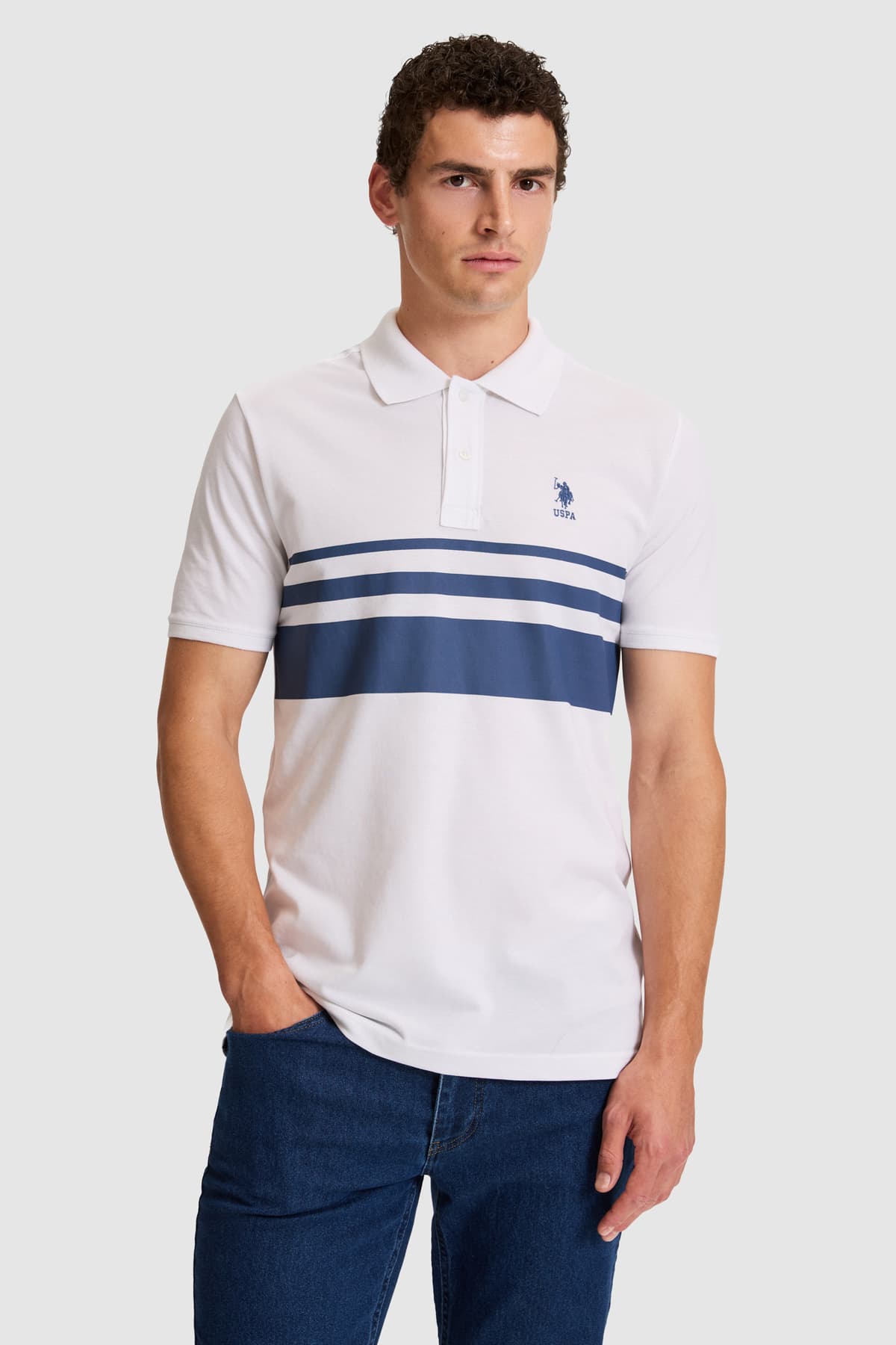 تیشرت مردانه یقه پولو U.S. Polo Assn. سفید فیت معمولی مدل 50326995-VR013 تیشرت مردانه یقه پولو U.S. Polo Assn. سفید فیت معمولی مدل 50326995-VR013