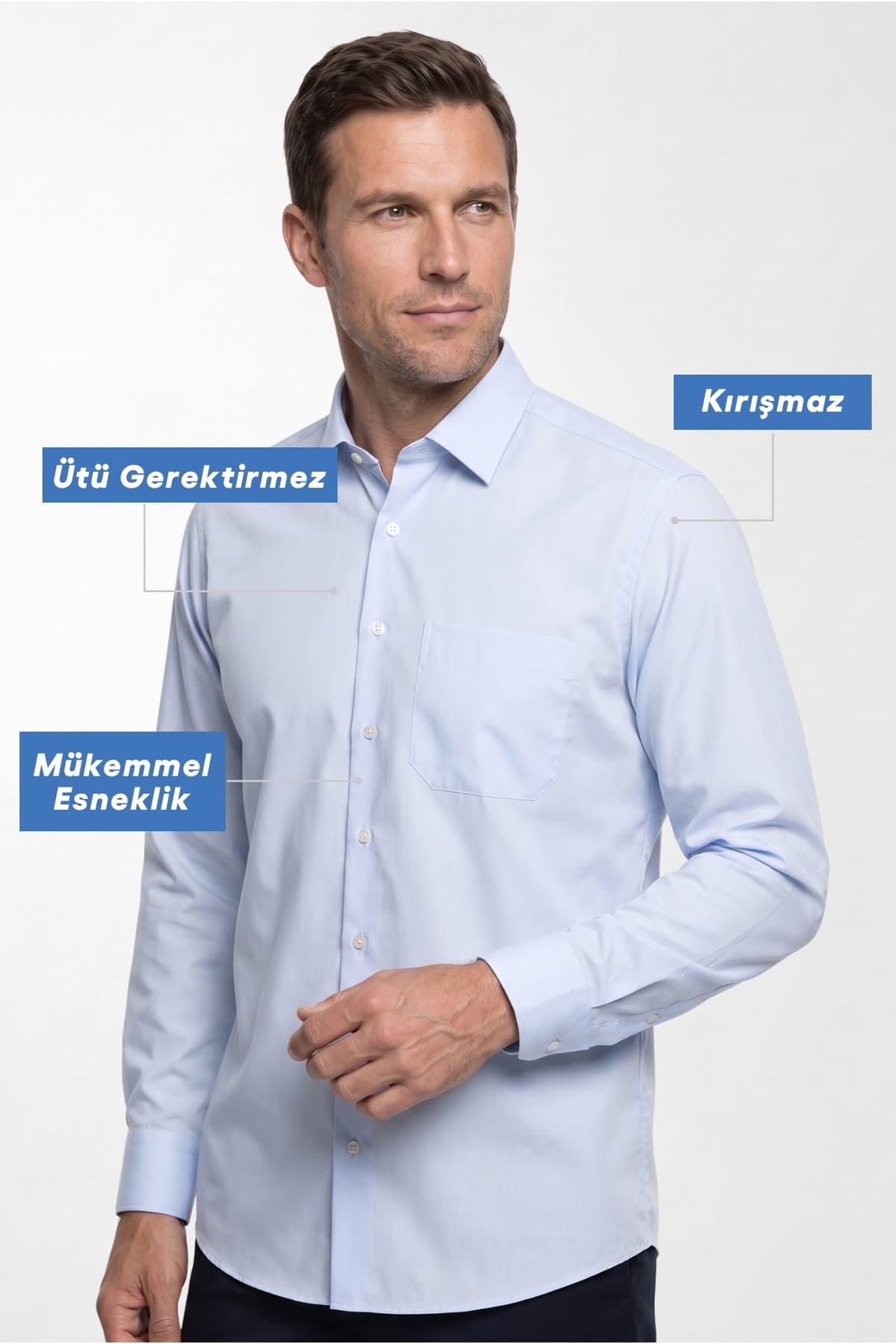 پیراهن آستینبلند Kiğılı فیت معمولی یقه کلاسیک جیبدار نخی بدون نیاز به اتو پیراهن آستینبلند Kiğılı فیت معمولی یقه کلاسیک جیبدار نخی بدون نیاز به اتو