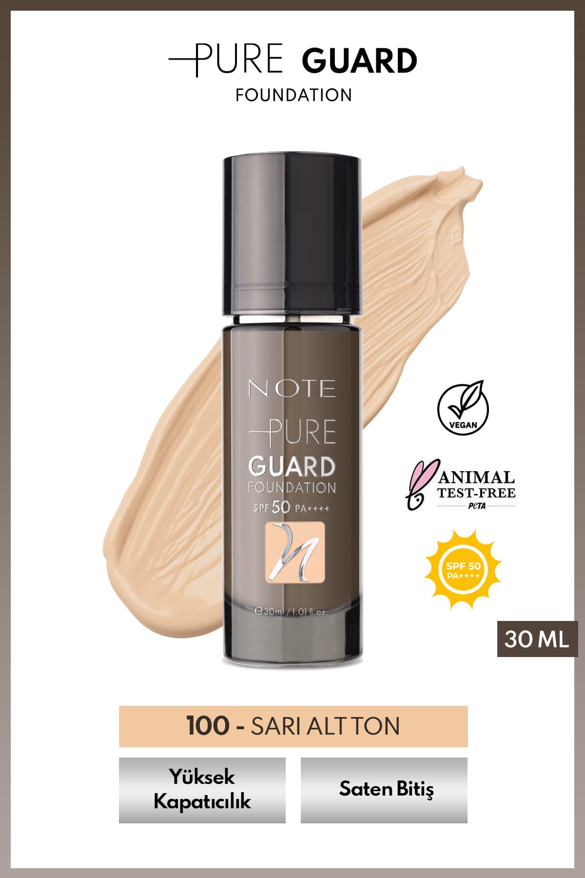 کرمپودر Note Cosmetics PureGuard با پوشانندگی بالا و پایان ساتن SPF 50 رنگ 100 بژ درخشان کرمپودر Note Cosmetics PureGuard با پوشانندگی بالا و پایان ساتن SPF 50 رنگ 100 بژ درخشان