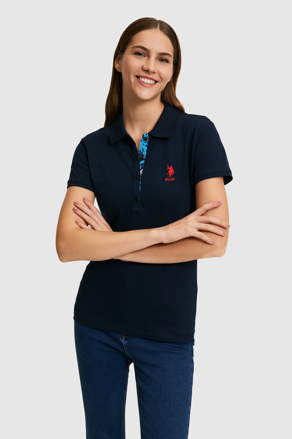 تیشرت یقه پولو زنانه U.S. Polo Assn. سرمهای ساده مدل 50321798-VR033 تیشرت یقه پولو زنانه U.S. Polo Assn. سرمهای ساده مدل 50321798-VR033