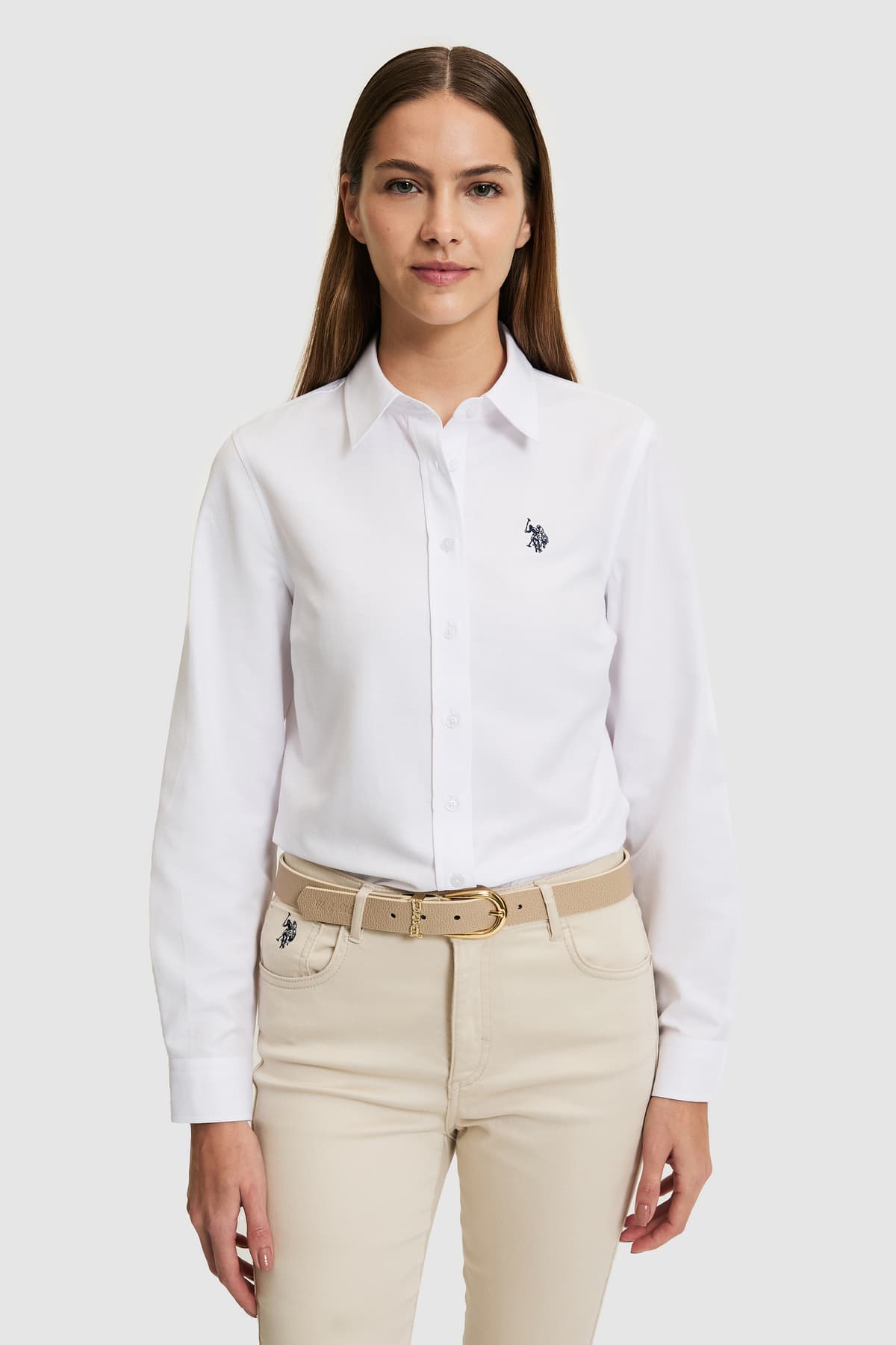 پیراهن زنانه U.S. Polo Assn. سفید آستینبلند بیسیک مدل 50324791-VR013 پیراهن زنانه U.S. Polo Assn. سفید آستینبلند بیسیک مدل 50324791-VR013