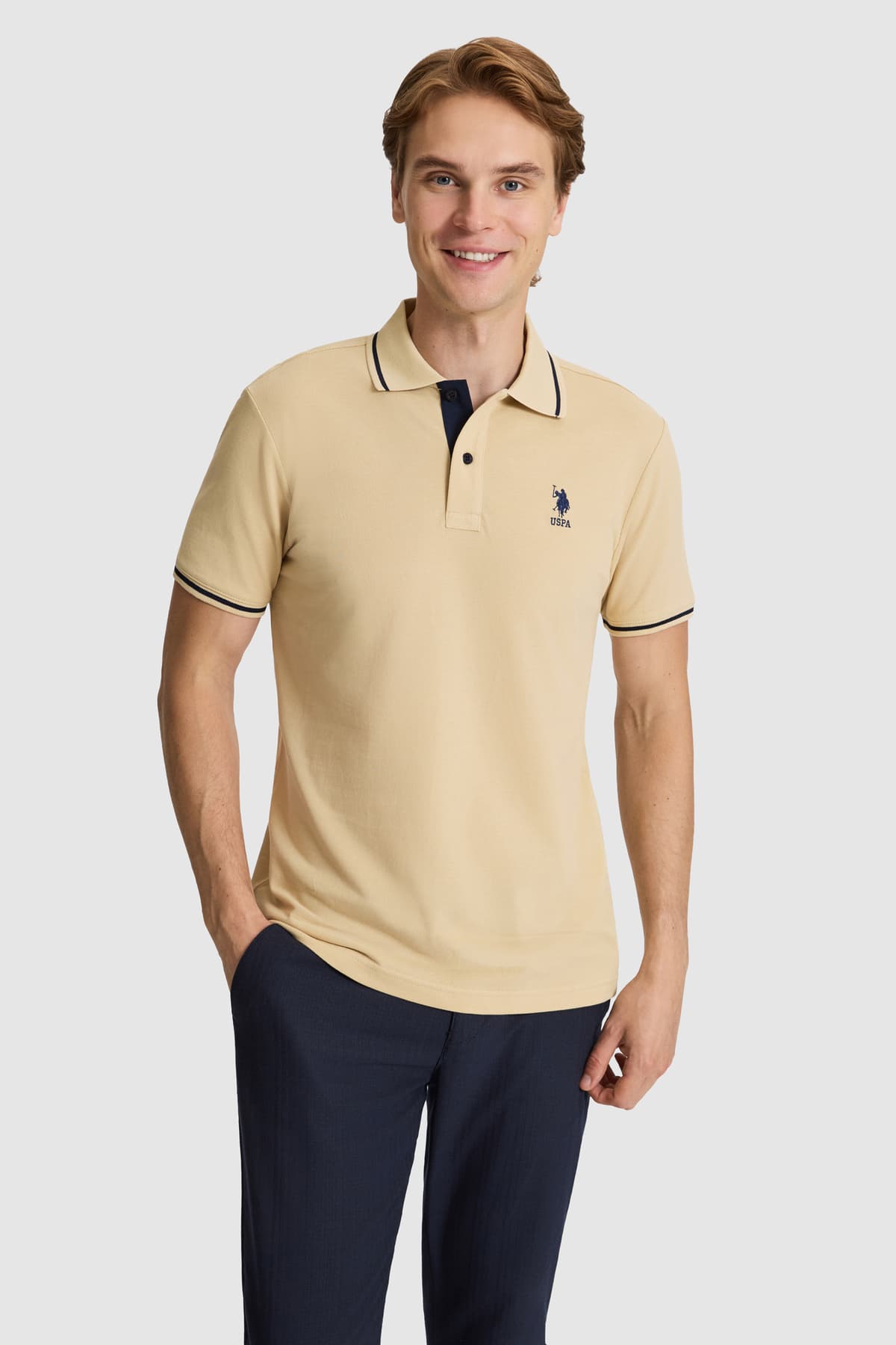 تیشرت مردانه U.S. Polo Assn. یقه پولو بژ فیت اسلیم مدل 50326975-VR011 تیشرت مردانه U.S. Polo Assn. یقه پولو بژ فیت اسلیم مدل 50326975-VR011