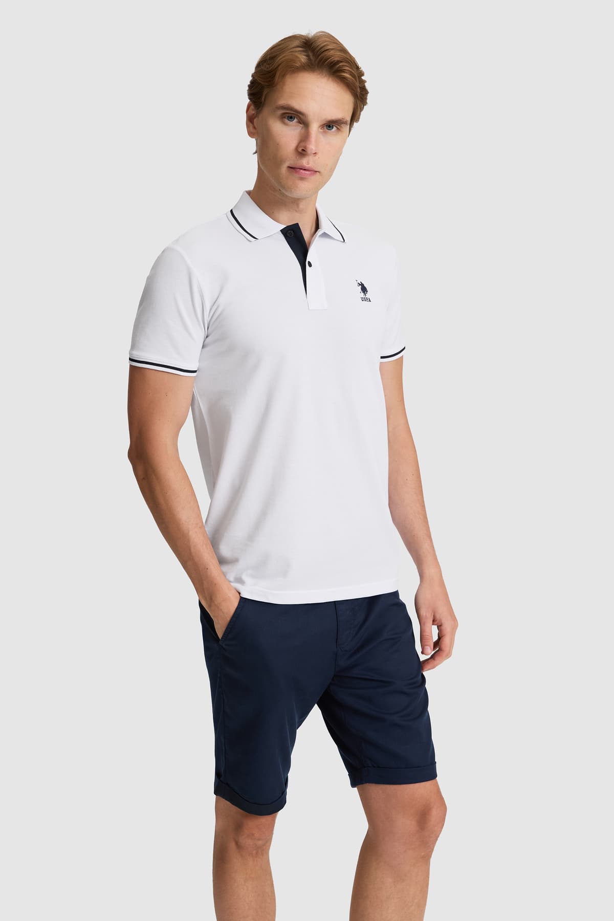 تیشرت مردانه یقهپولو U.S. Polo Assn. سفید فیت اسلیم مدل 50326975-VR013 تیشرت مردانه یقهپولو U.S. Polo Assn. سفید فیت اسلیم مدل 50326975-VR013