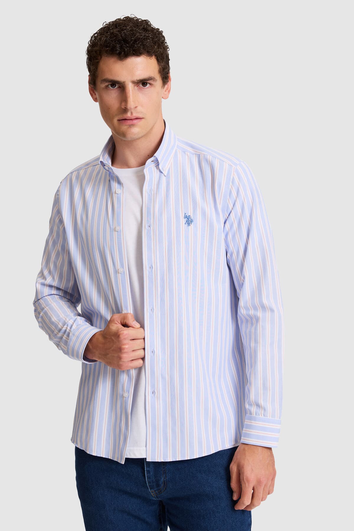 پیراهن مردانه آبی آستین بلند U.S. Polo Assn. مدل 50324674-VR036 پیراهن مردانه آبی آستین بلند U.S. Polo Assn. مدل 50324674-VR036