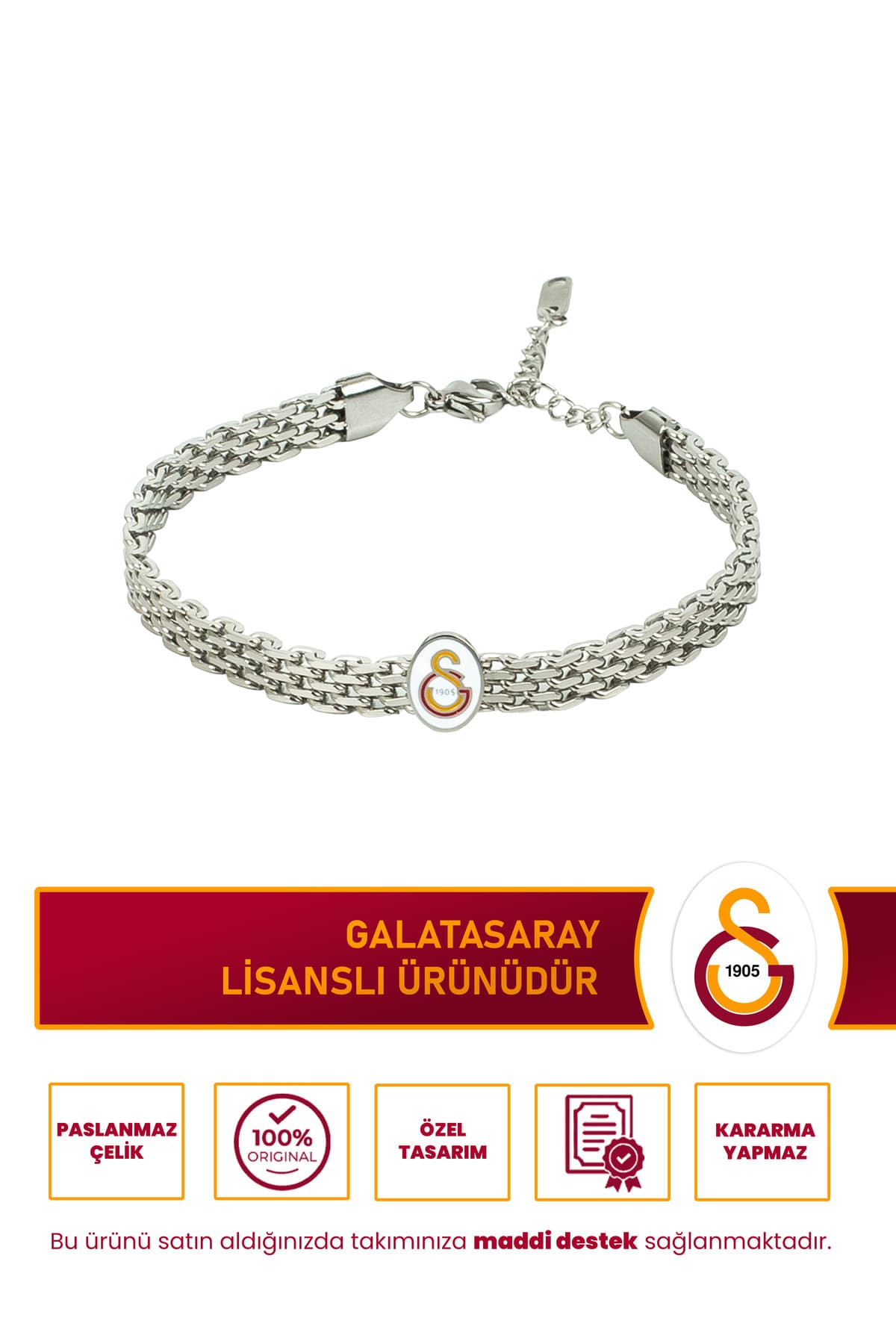 دستبند زنانه Galatasaray فولادی حصیری مدل GS HASIR دستبند زنانه Galatasaray فولادی حصیری مدل GS HASIR