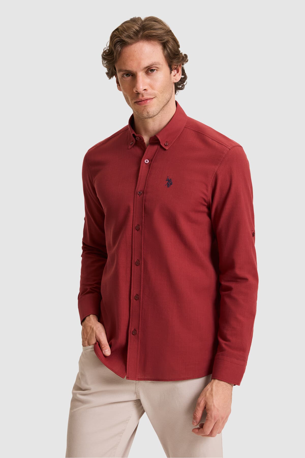 پیراهن مردانه U.S. Polo Assn. سبزآبی آستینبلند ساده مدل 50324660-VR083 پیراهن مردانه U.S. Polo Assn. سبزآبی آستینبلند ساده مدل 50324660-VR083