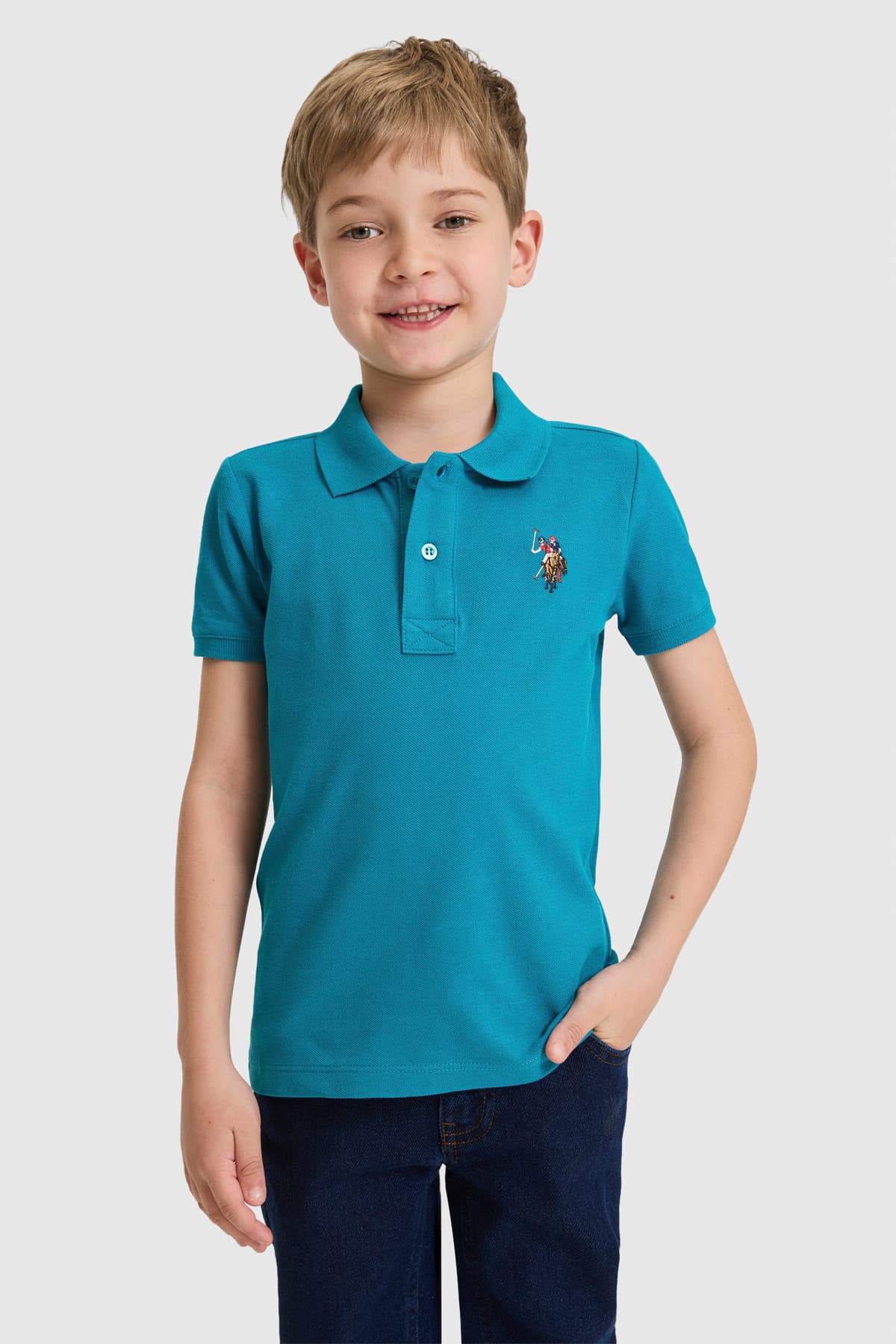 تیشرت پسرانه U.S. Polo Assn. یقه پولو سبز نفتی ساده مدل 50325608-VR102 تیشرت پسرانه U.S. Polo Assn. یقه پولو سبز نفتی ساده مدل 50325608-VR102
