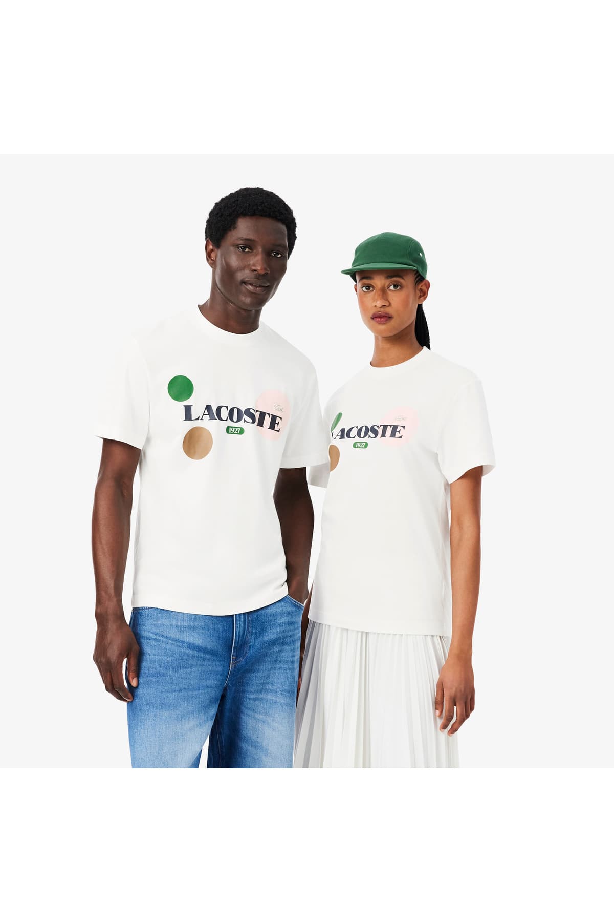 تیشرت یونیسکس Lacoste فیت کلاسیک یقه گرد چاپدار سفید تیشرت یونیسکس Lacoste فیت کلاسیک یقه گرد چاپدار سفید