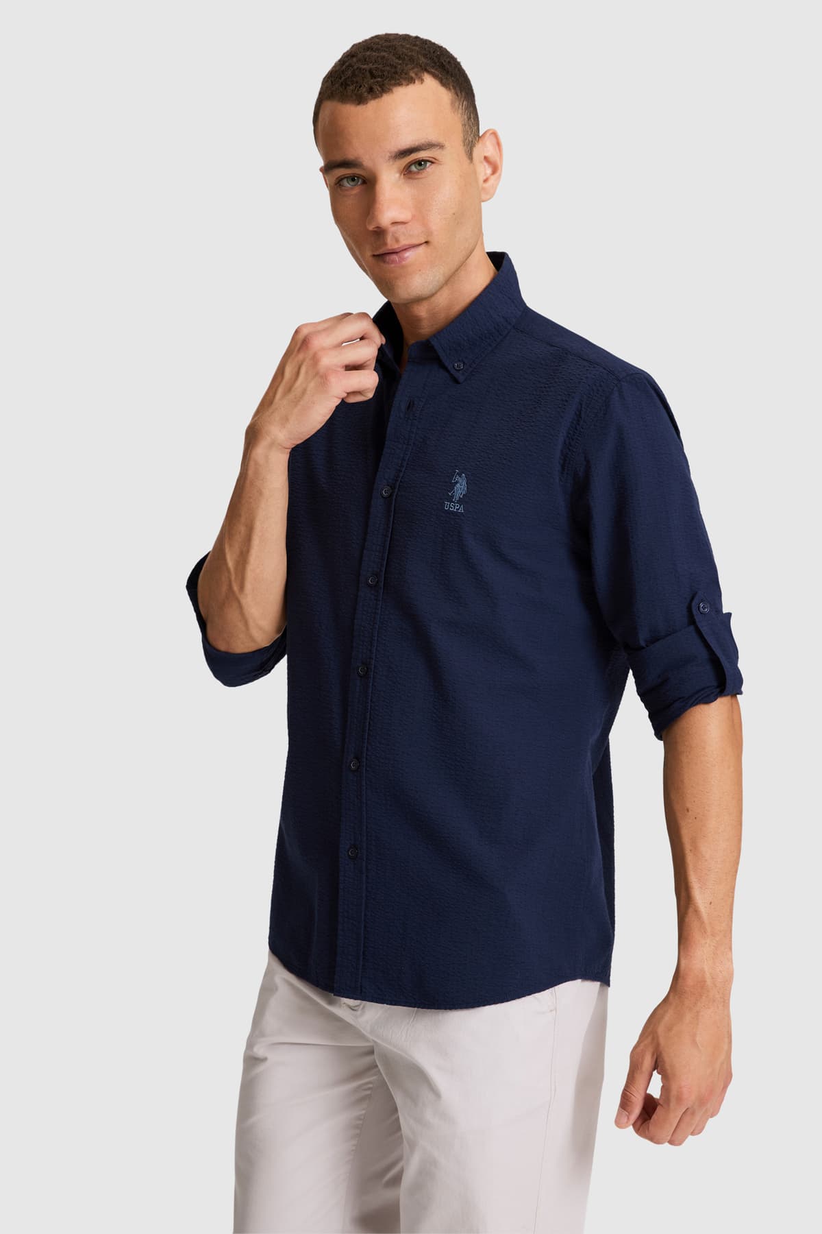 پیراهن مردانه U.S. Polo Assn. سفید آستینبلند ساده مدل 50324638-VR013 پیراهن مردانه U.S. Polo Assn. سفید آستینبلند ساده مدل 50324638-VR013