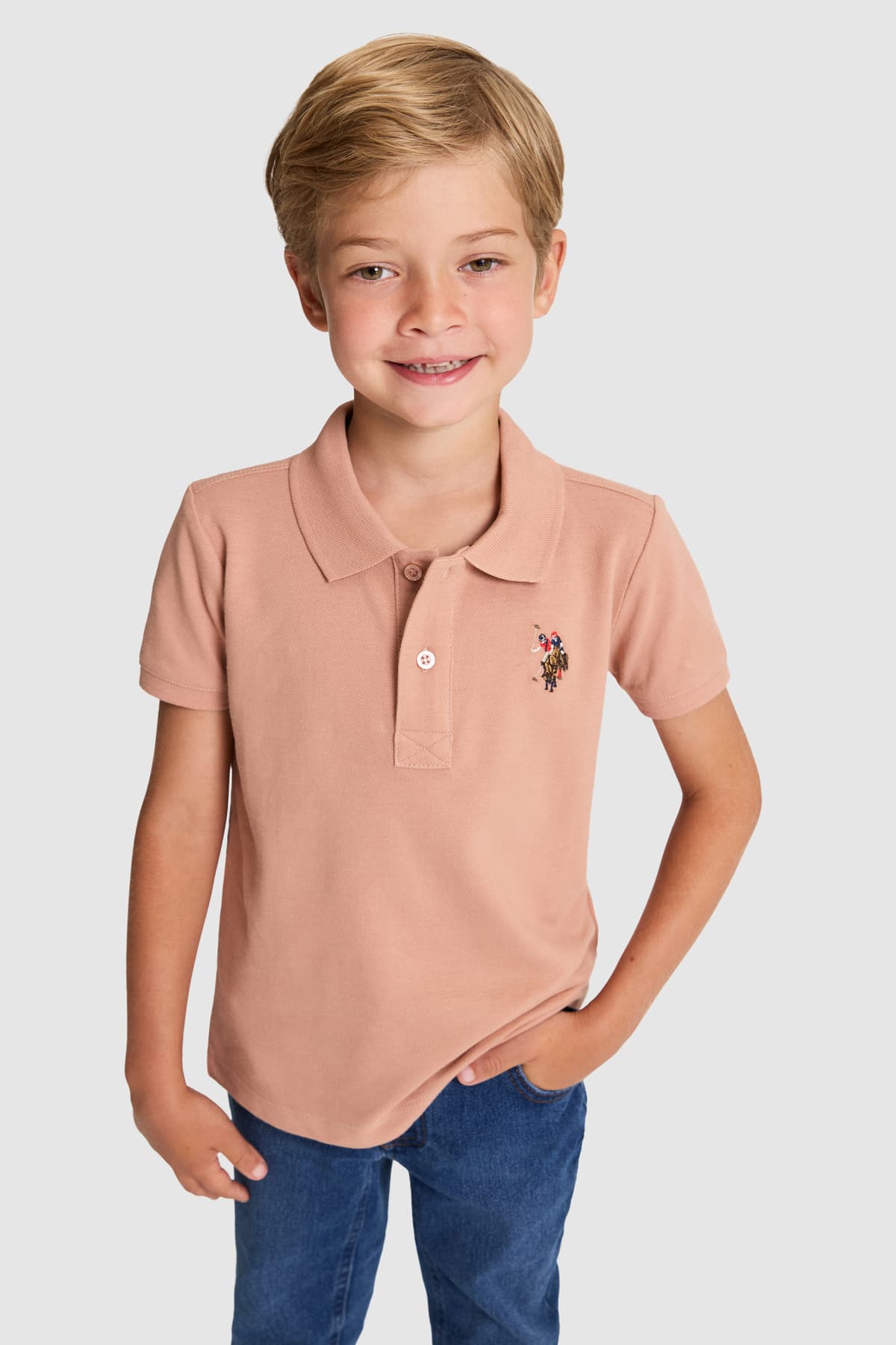 تیشرت پسرانه یقه پولو U.S. Polo Assn. صورتی پودری مدل 50325608-VR042 تیشرت پسرانه یقه پولو U.S. Polo Assn. صورتی پودری مدل 50325608-VR042