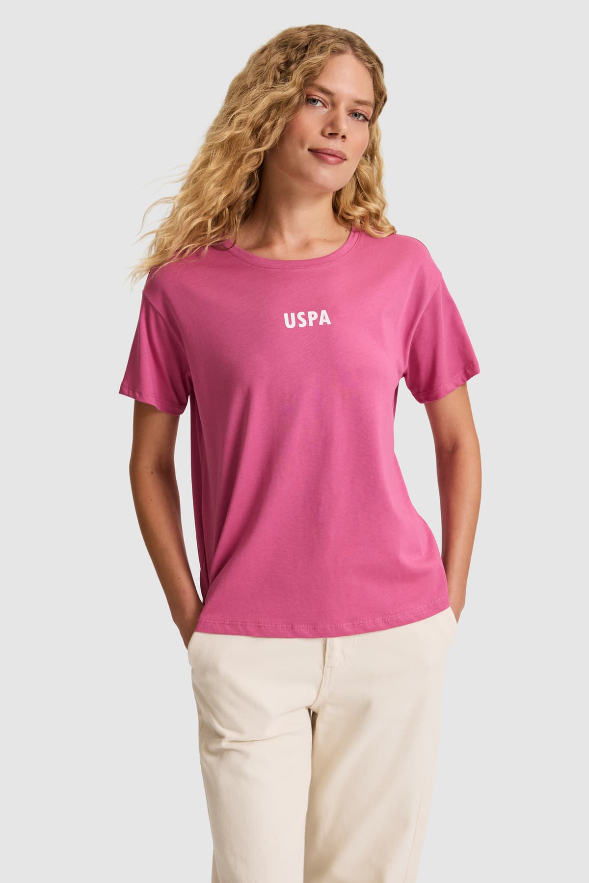 تیشرت زنانه یقهگرد U.S. Polo Assn. فوچیا مدل 50323530-VR023 تیشرت زنانه یقهگرد U.S. Polo Assn. فوچیا مدل 50323530-VR023