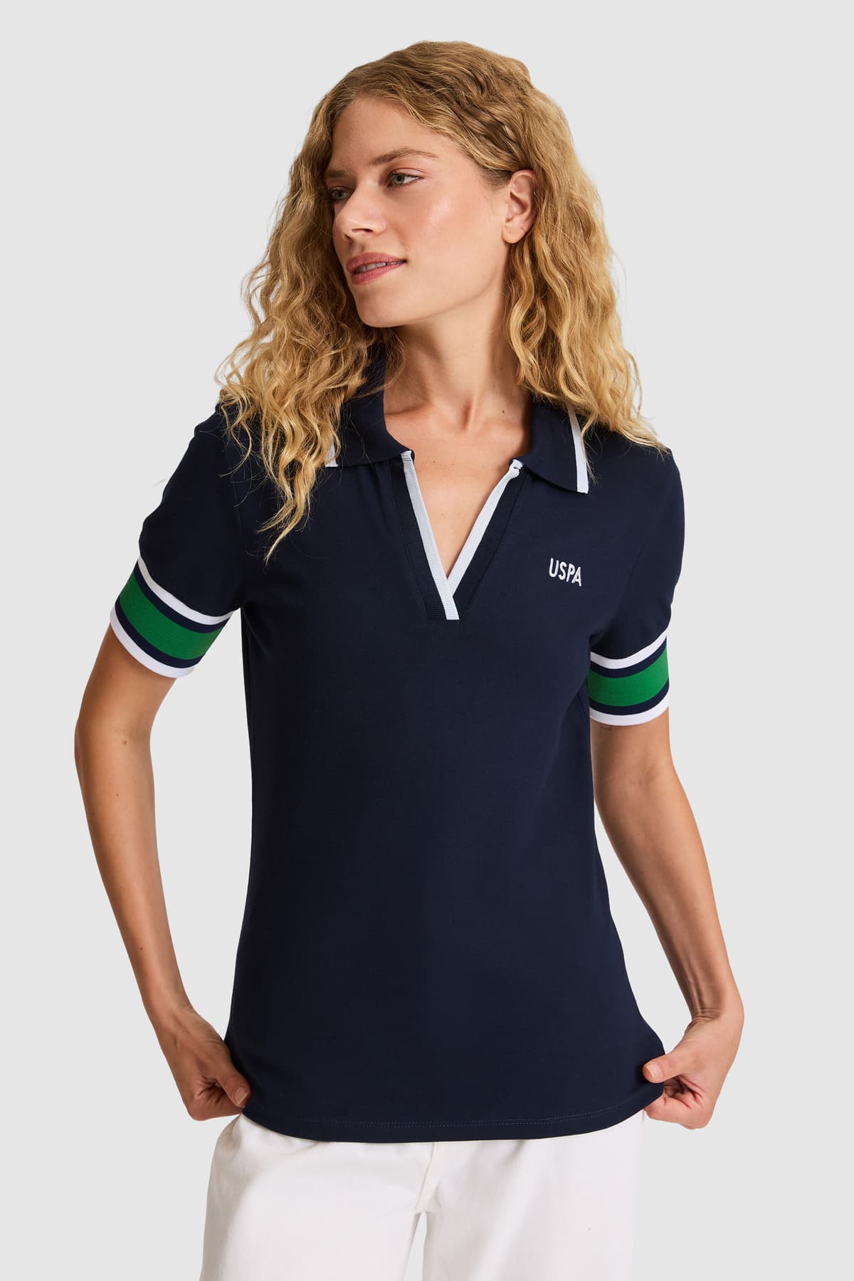 تیشرت زنانه یقه پولو U.S. Polo Assn. سفید مدل 50323543-VR013 تیشرت زنانه یقه پولو U.S. Polo Assn. سفید مدل 50323543-VR013