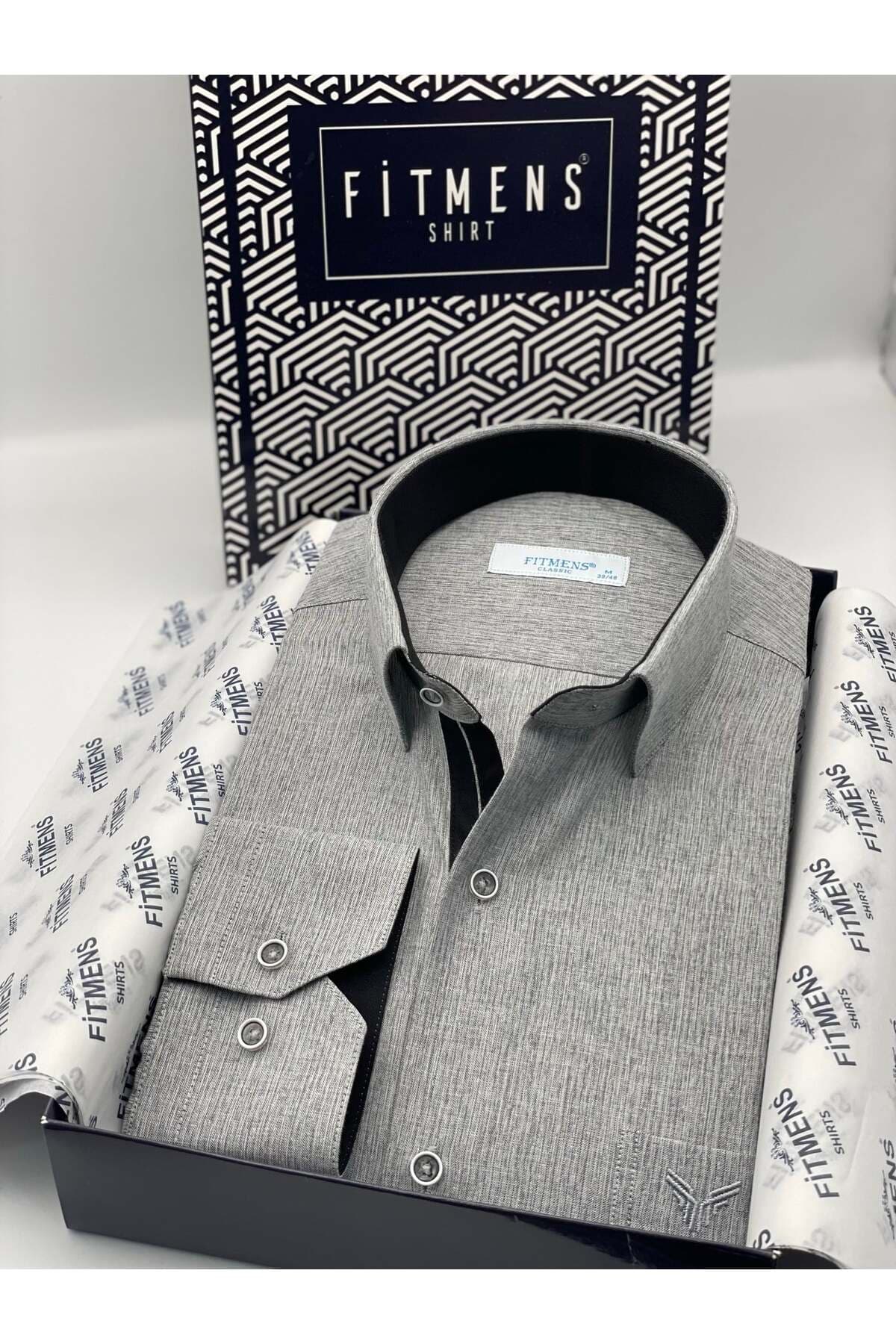 پیراهن مردانه Fitmens آستین بلند کلاسیک کتان نخی خاکستری تیره مدل FS-001261 پیراهن مردانه Fitmens آستین بلند کلاسیک کتان نخی خاکستری تیره مدل FS-001261