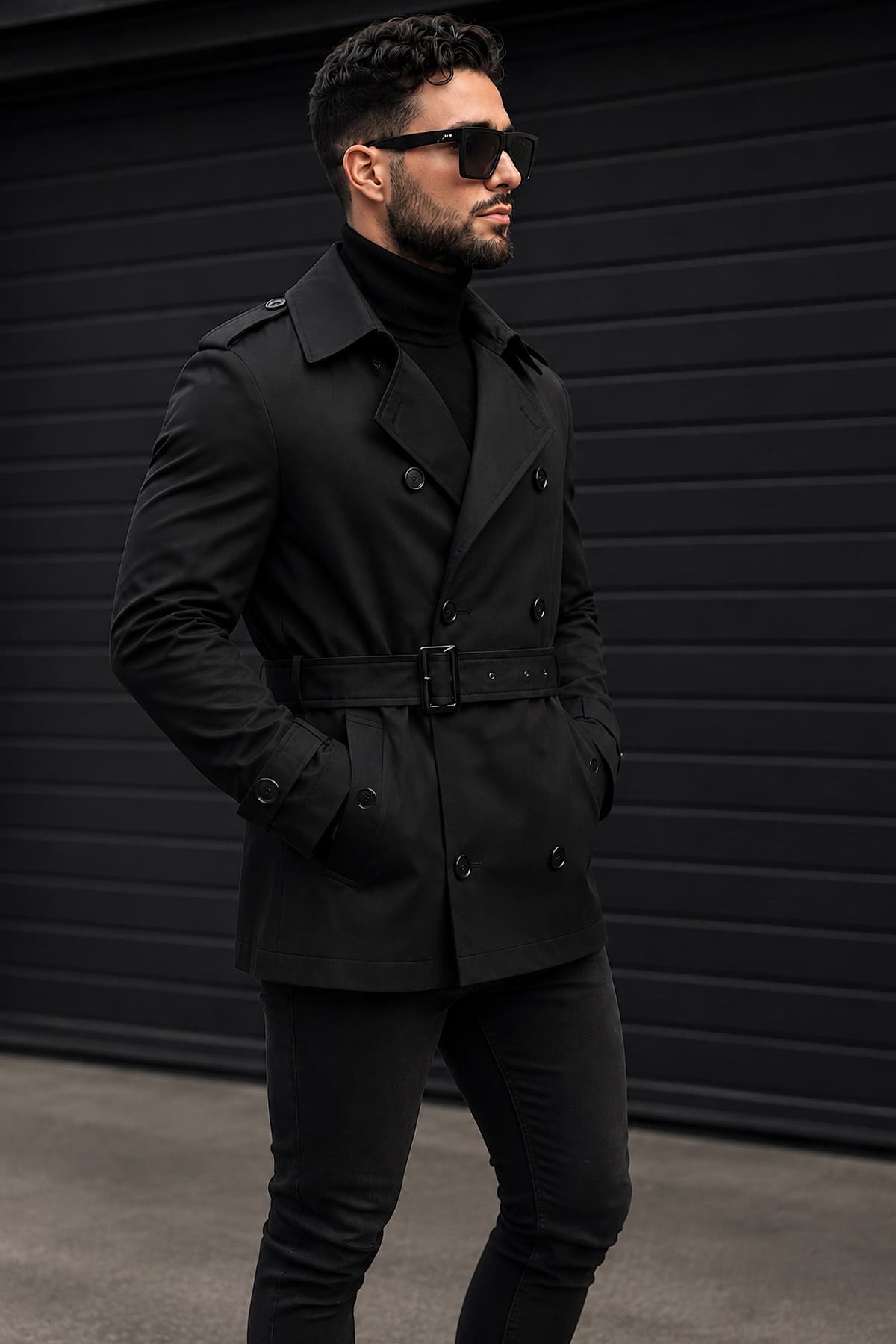 ترنچکت مردانه Delpino فیت جذب با کمربند ترنچکت مردانه Delpino فیت جذب با کمربند
