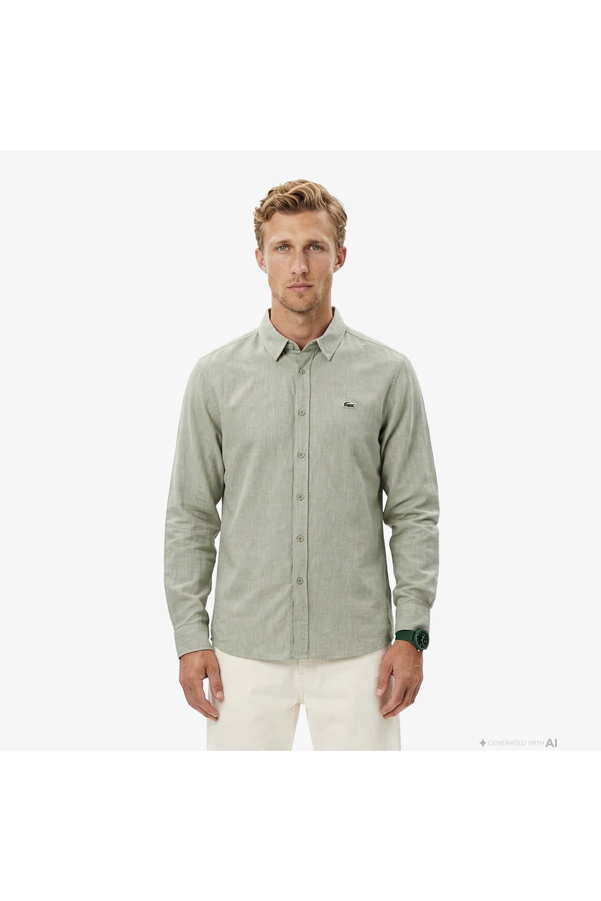 پیراهن مردانه Lacoste خاکی فیت معمولی پیراهن مردانه Lacoste خاکی فیت معمولی